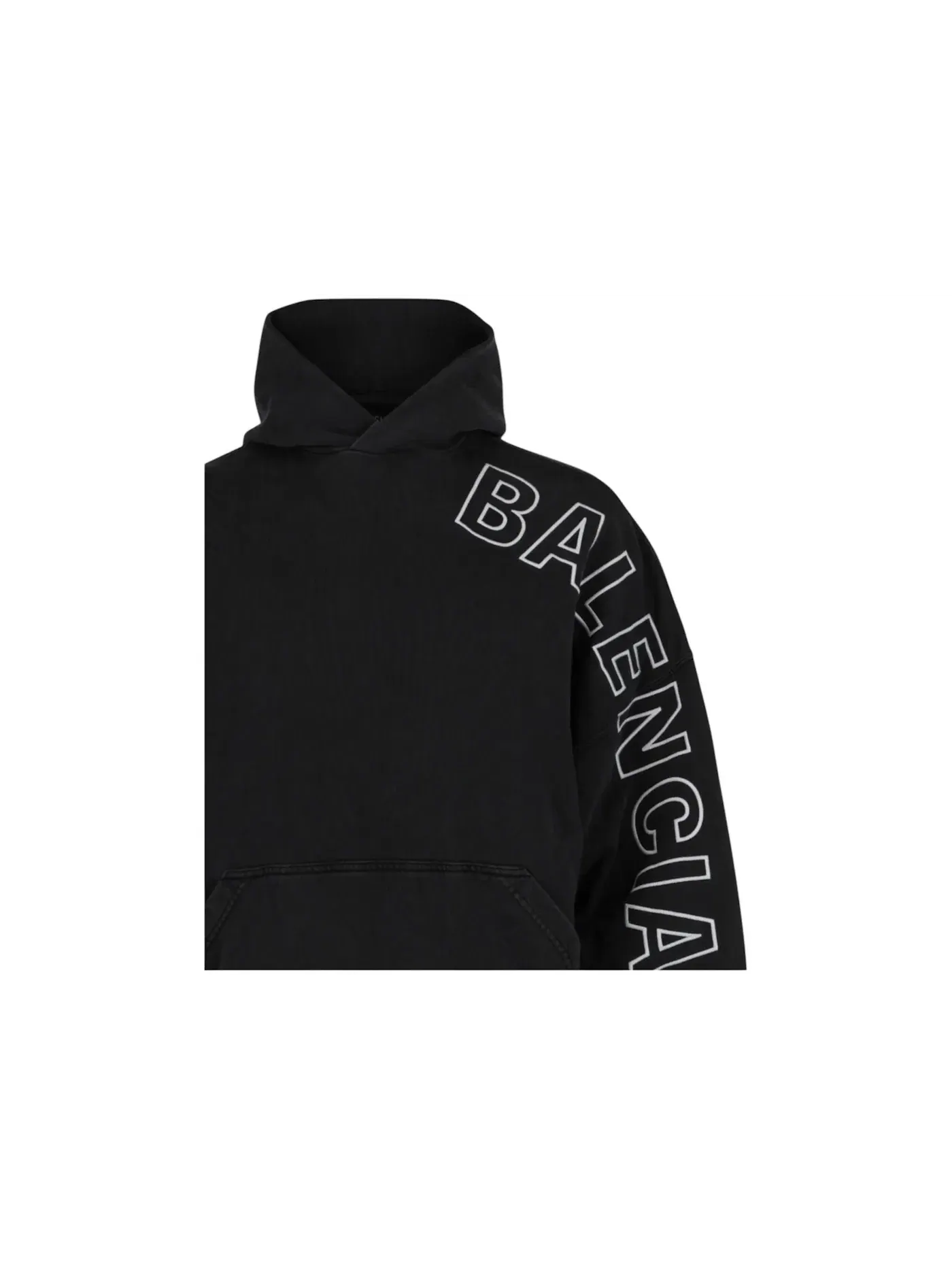 Мужской худи с вышитым логотипом Balenciaga — изображение 3 из 3, черный/белый