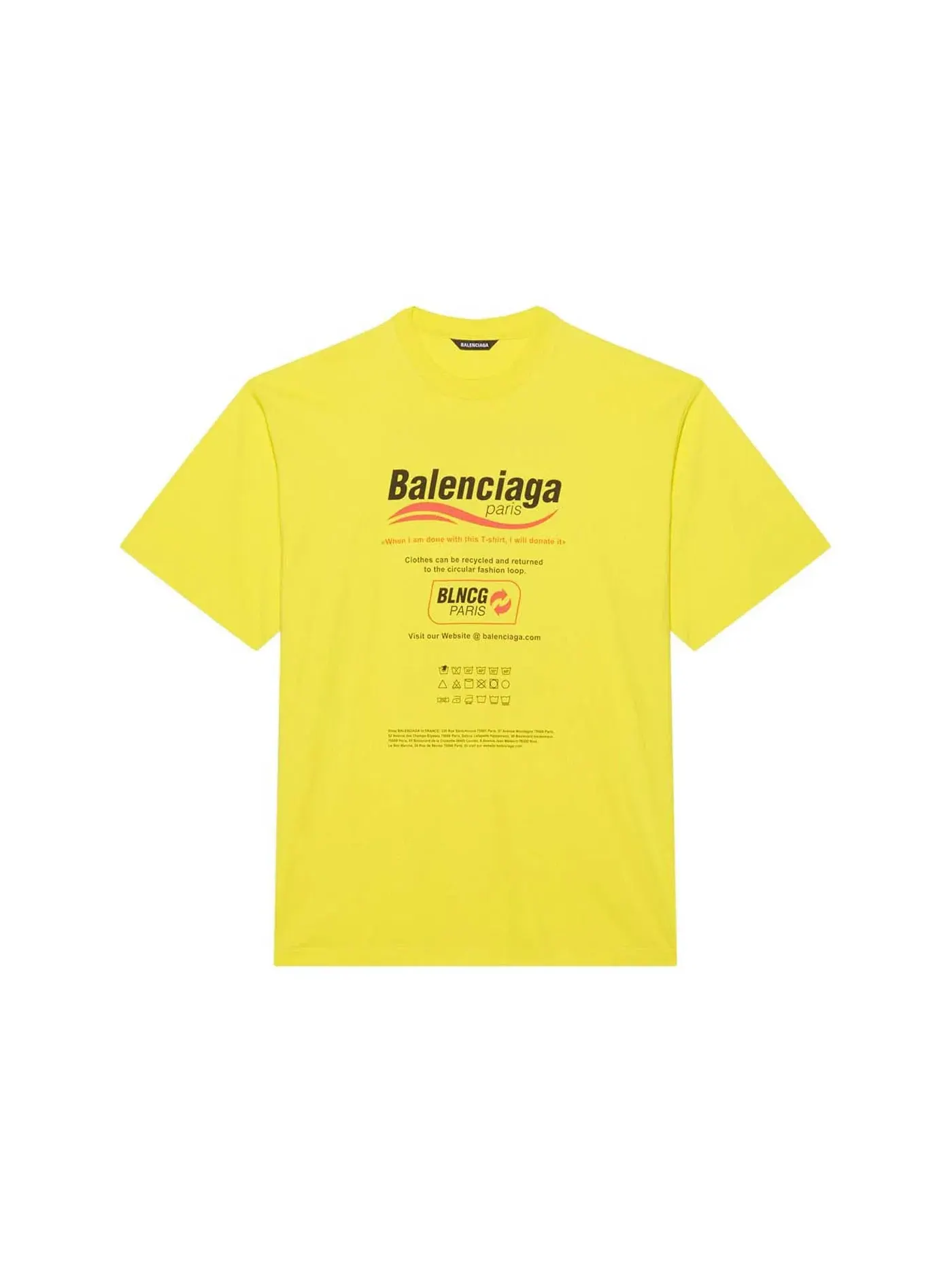 Мужская футболка с коротким рукавом с принтом Balenciaga — изображение 1 из 2, желтый