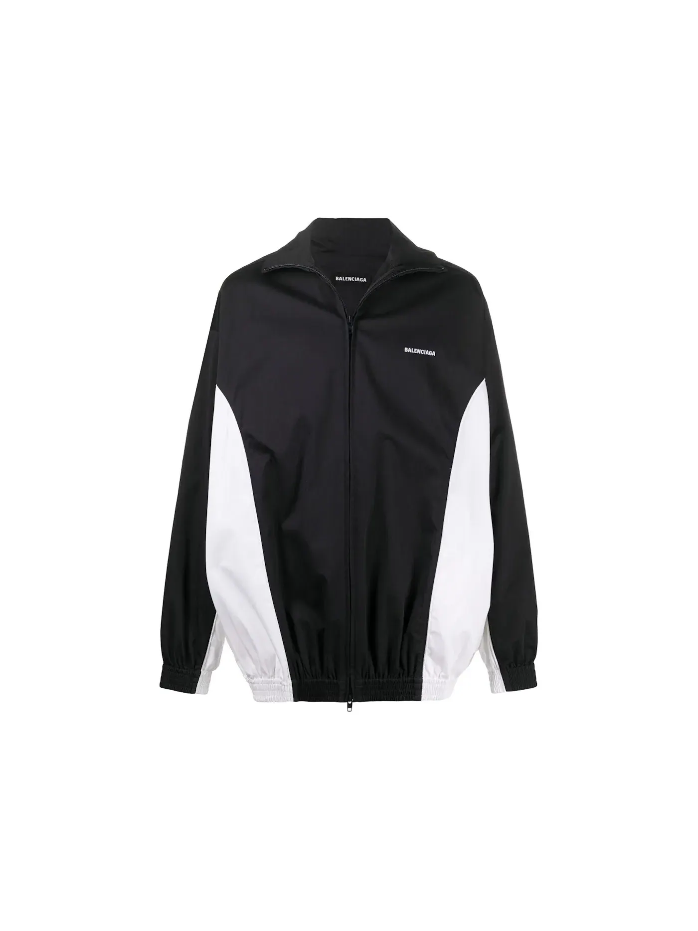 Мужская ветровка с молнией Logo Zip Up Windbreaker Balenciaga — изображение 1 из 1, черный/белый
