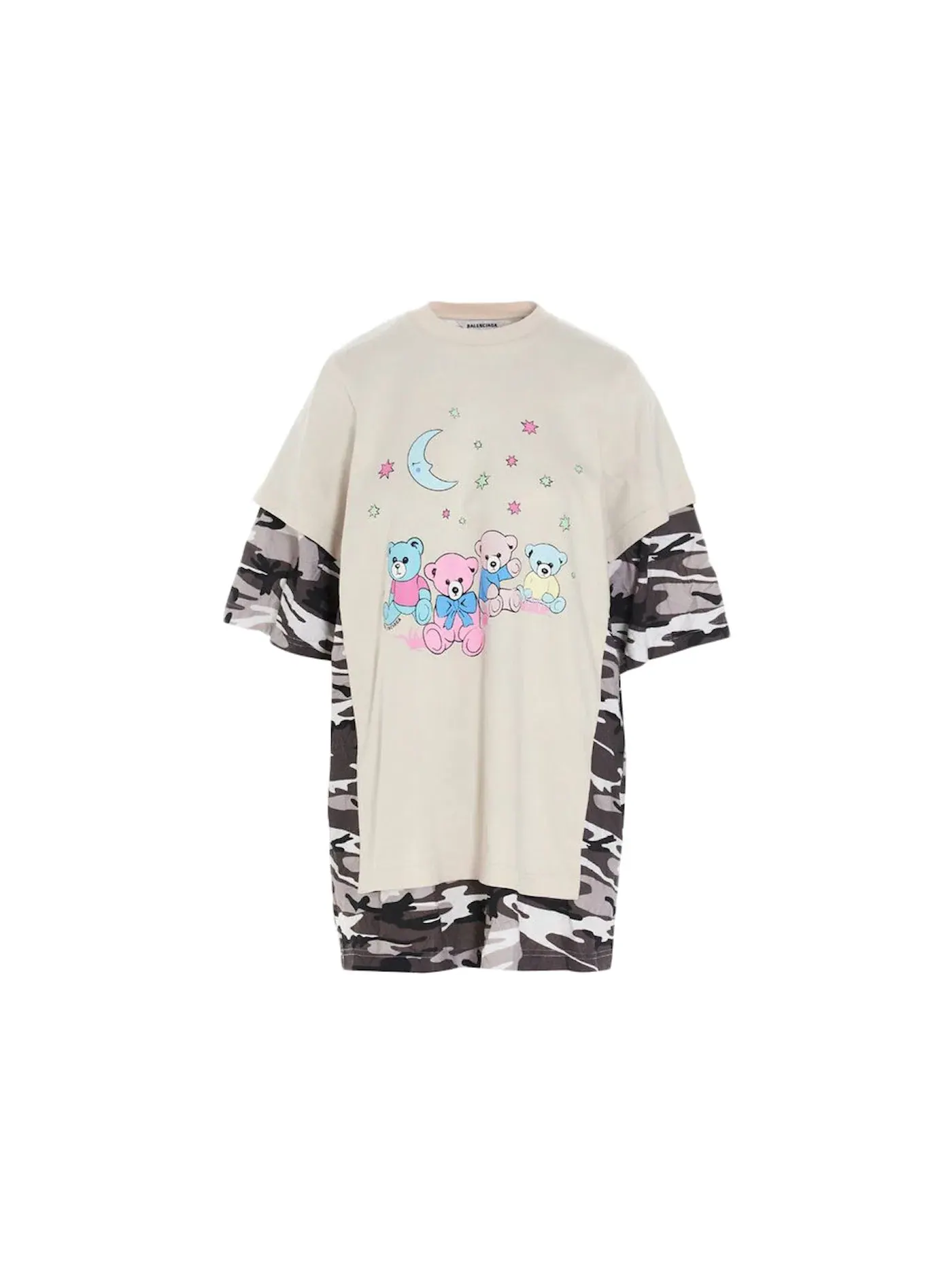Женская футболка оверсайз с принтом Balenciaga Love Bear — изображение 1 из 2, камуфляж