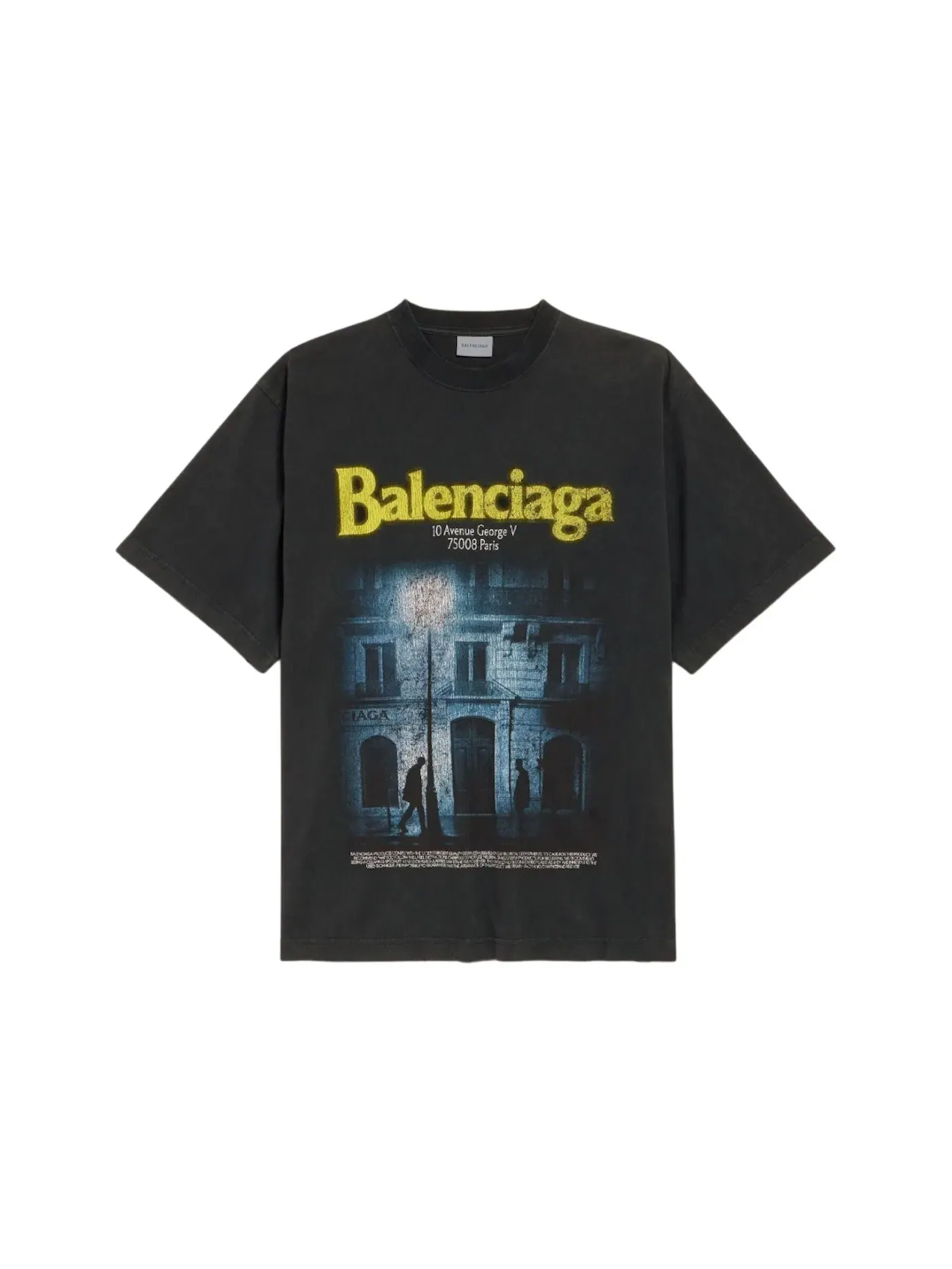 Мужская футболка состаренная Balenciaga T-shirt — изображение 1 из 1, черный