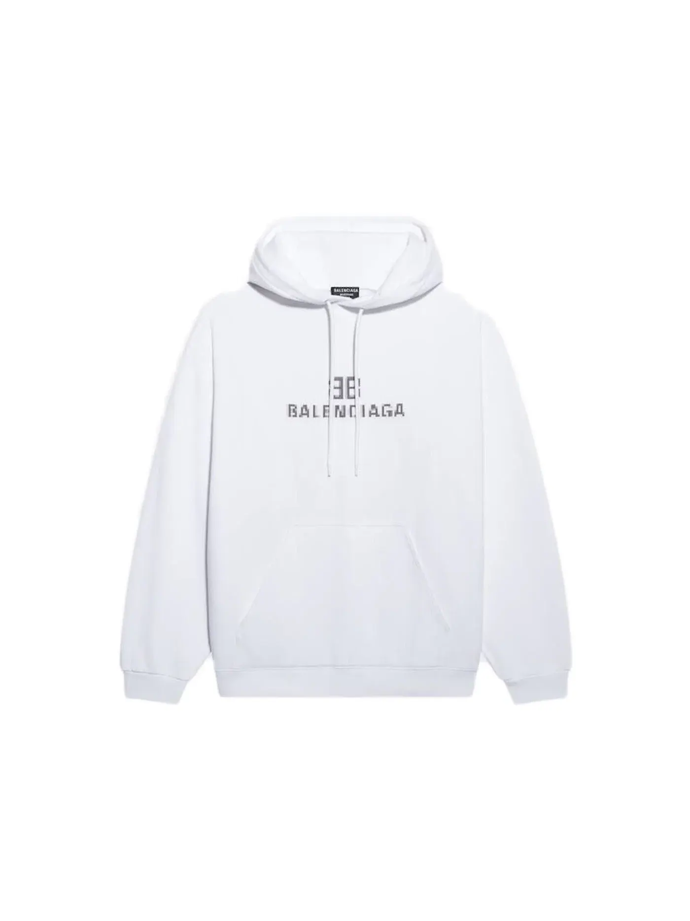 Мужской худи с принтом BB Pixel Medium Fit Hoodie Balenciaga — изображение 1 из 1, белый