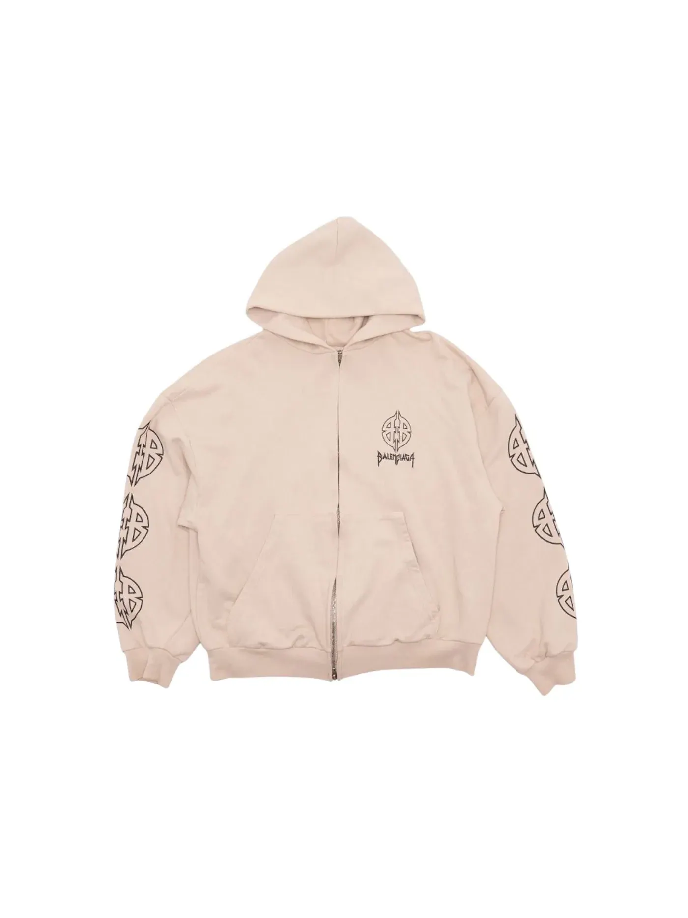 Мужская худи с принтом Metal BB Stencil Balenciaga — изображение 1 из 2, бежевый