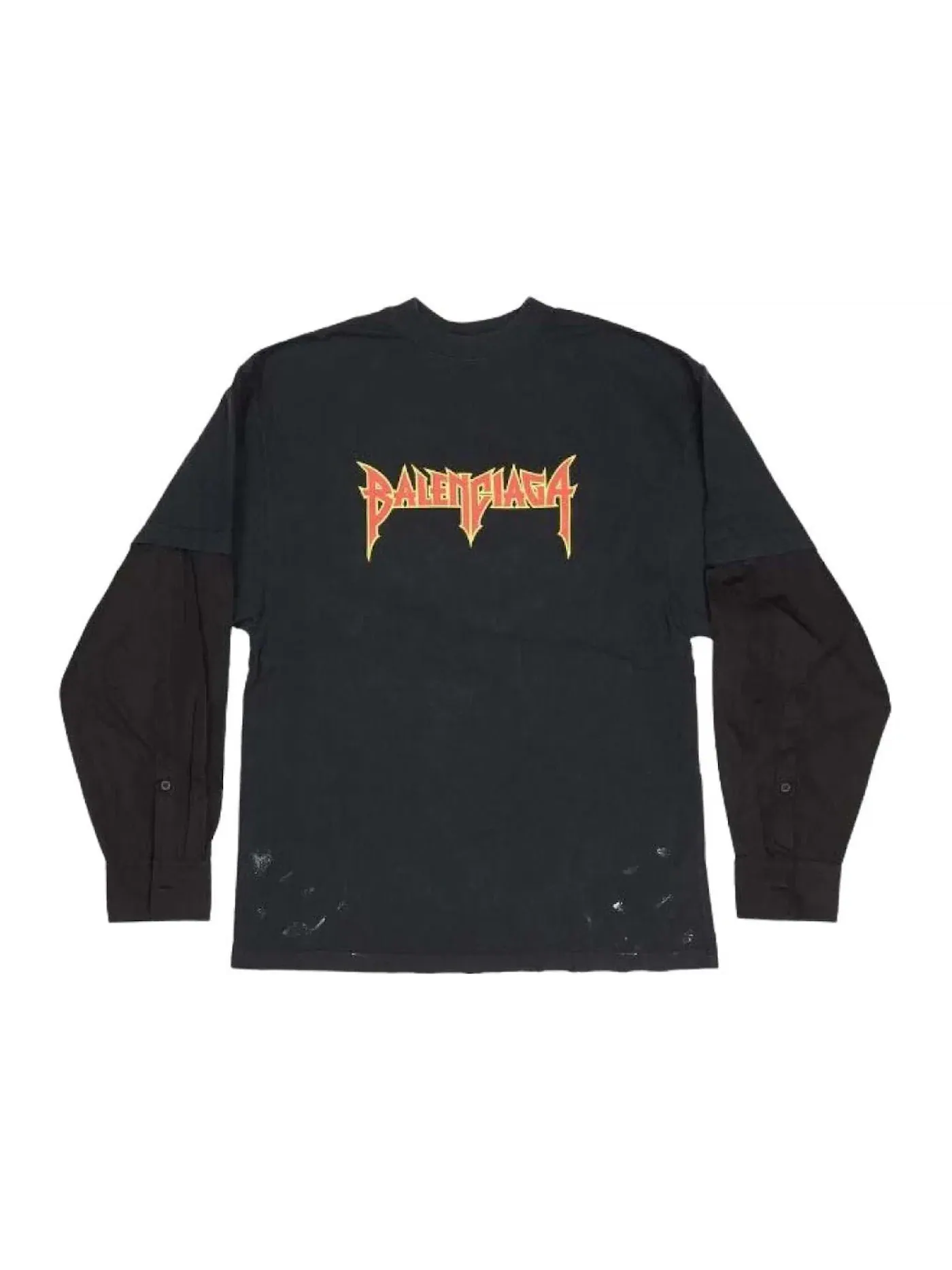 Мужская футболка с длинным рукавом Balenciaga Metal Logo Layered L/S T-shirt — изображение 1 из 1, черный