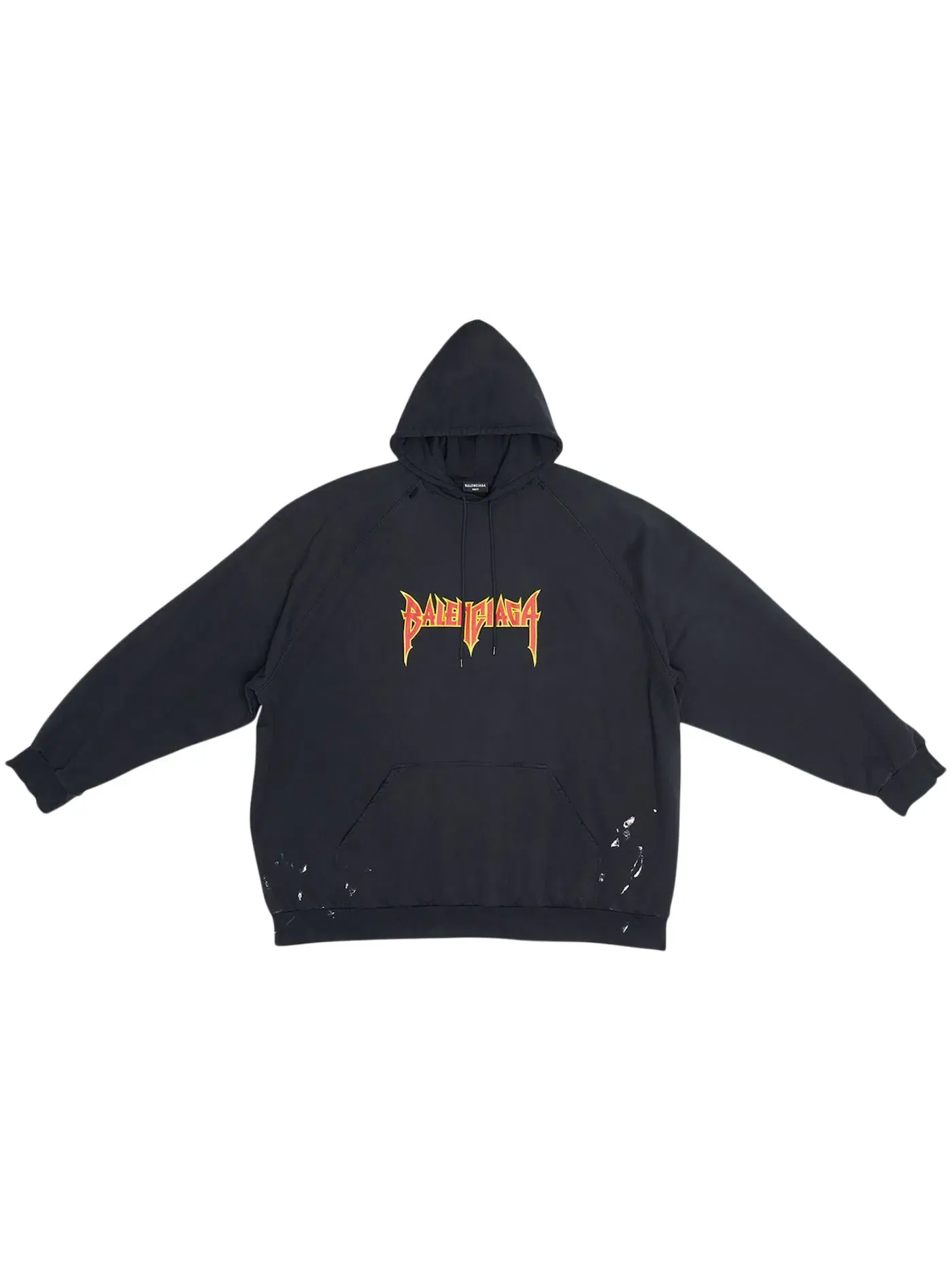 Мужская худи оверсайз из флиса Vintage Medium с принтом Balenciaga — изображение 1 из 2, черный/оранжевый