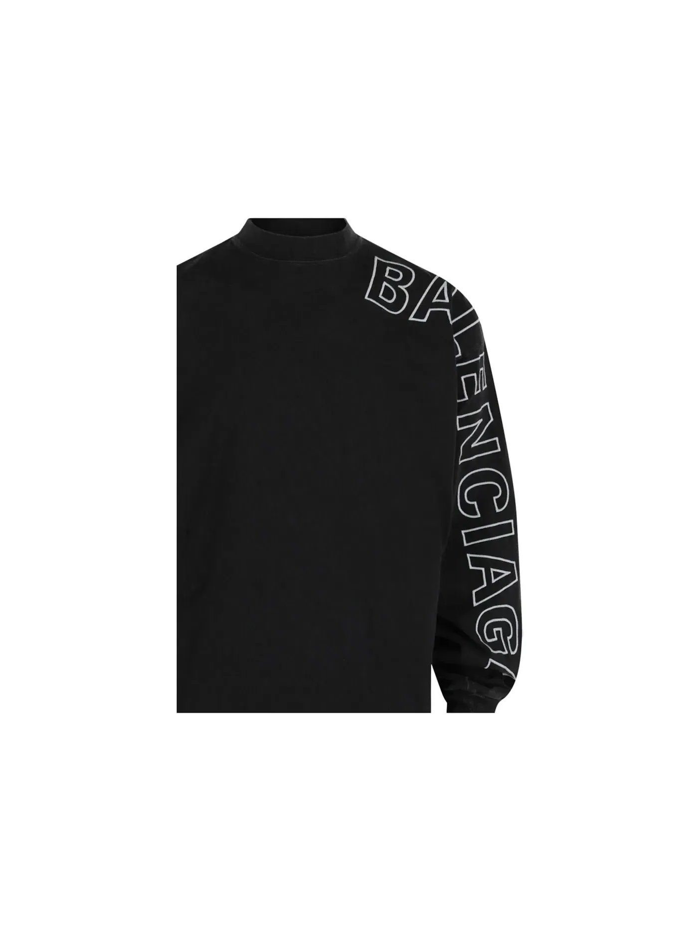 Мужская футболка с вышивкой с длинным рукавом Balenciaga — изображение 3 из 3, черный белый