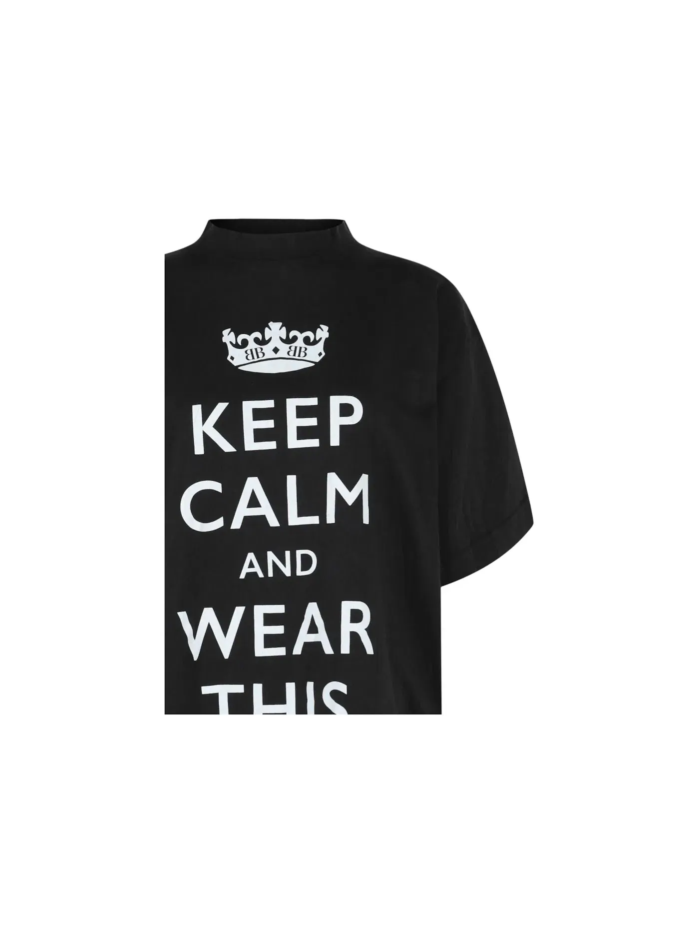 Женская футболка с принтом Oversized Keep Calm Balenciaga — изображение 3 из 3, черный белый