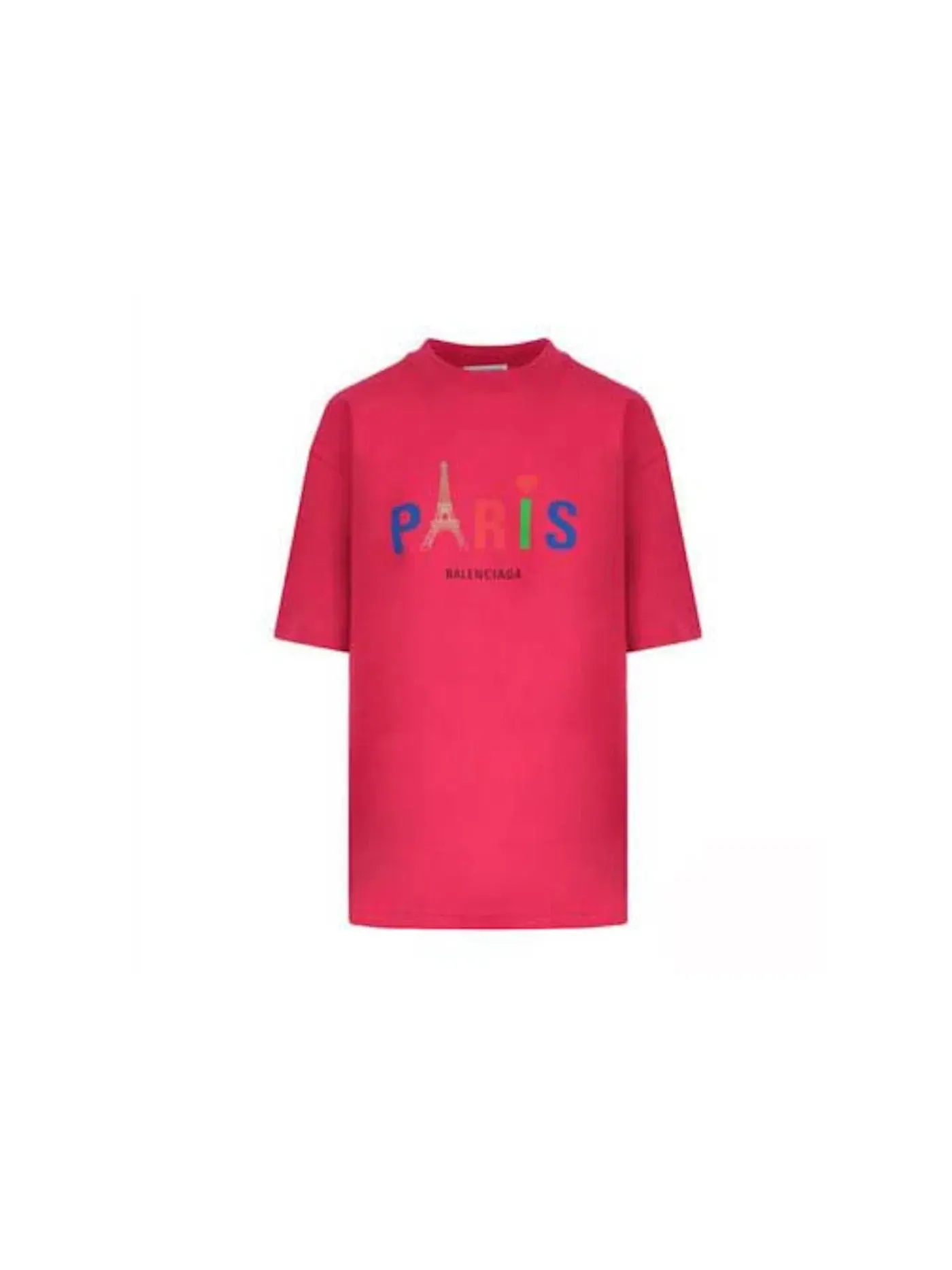 Женская футболка с принтом Balenciaga Paris Print Logo T-Shirt — изображение 1 из 1, розовый/красный