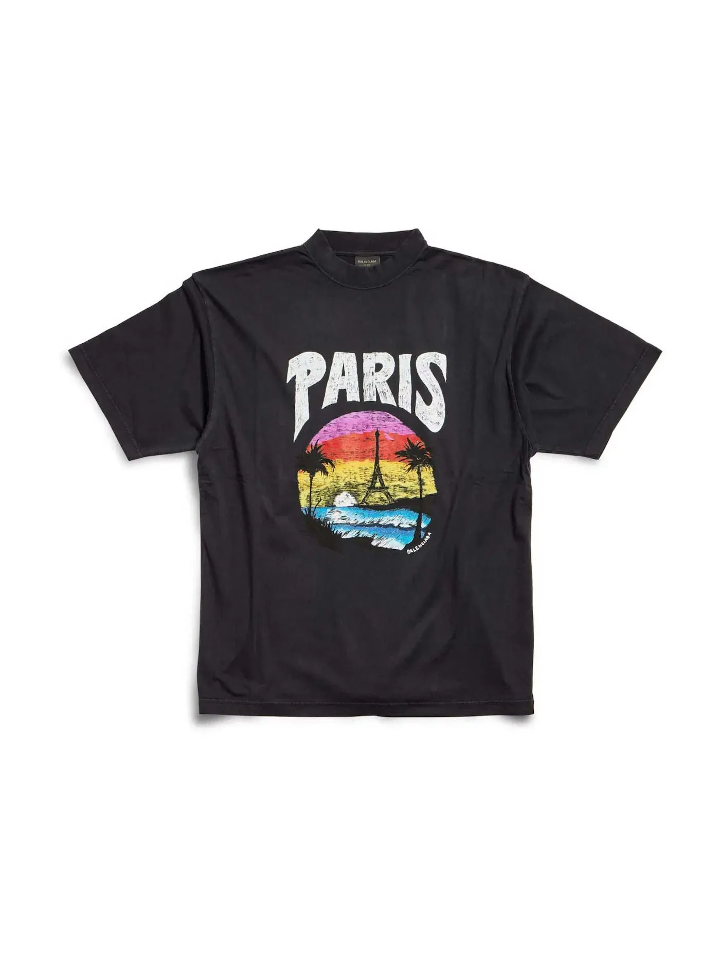 Мужская футболка с принтом Balenciaga Paris T-shirt Medium Fit — изображение 1 из 2, черный
