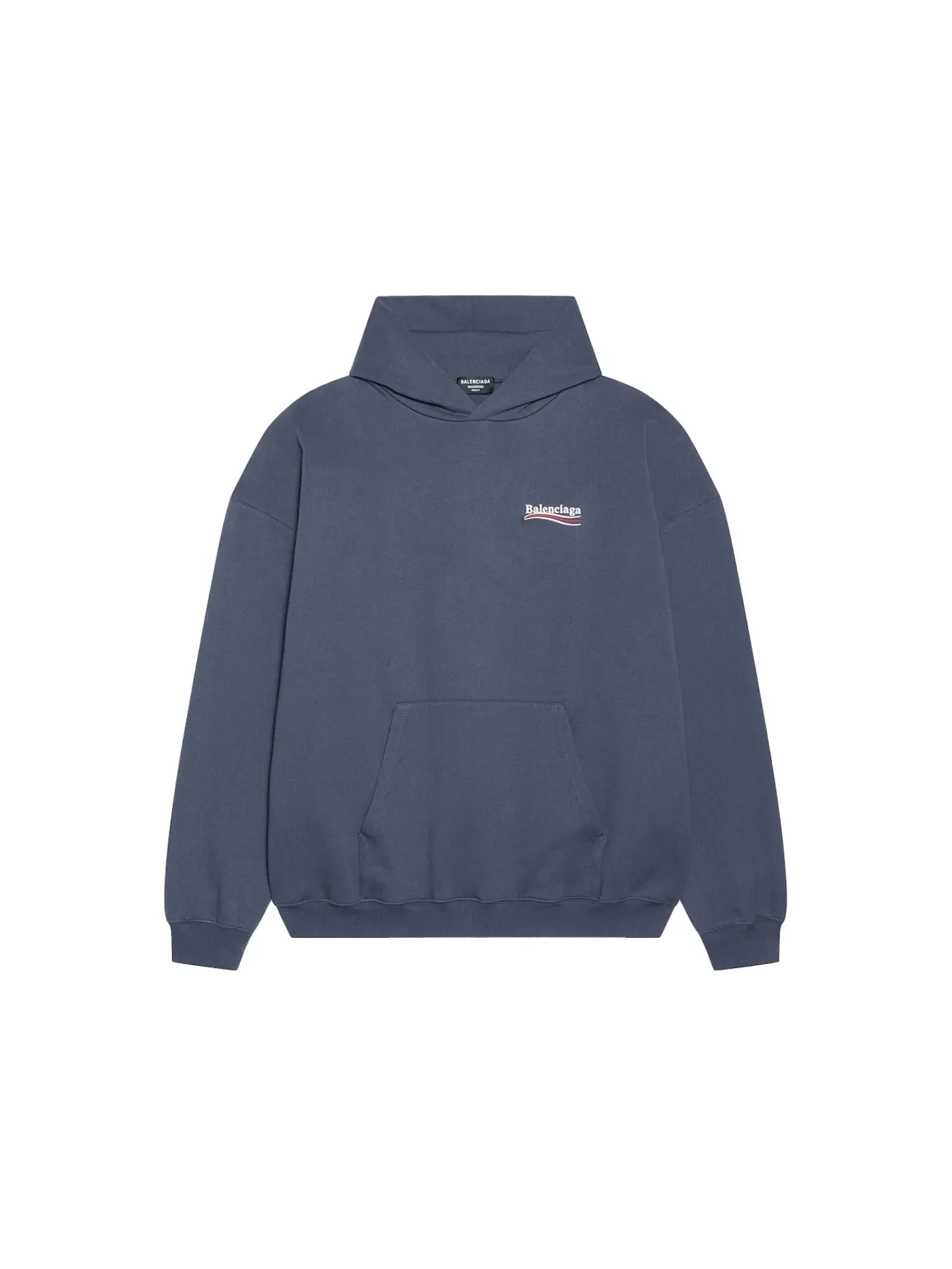 Мужской худи с принтом Political Campaign Large Fit Balenciaga — изображение 1 из 2, темный серый/белый