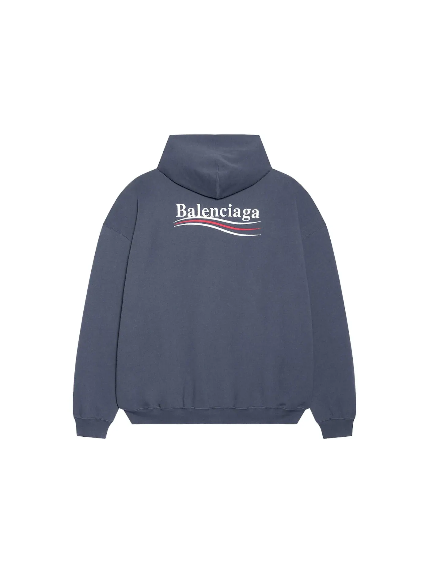 Мужской худи с принтом Political Campaign Large Fit Balenciaga — изображение 2 из 2, темный серый/белый