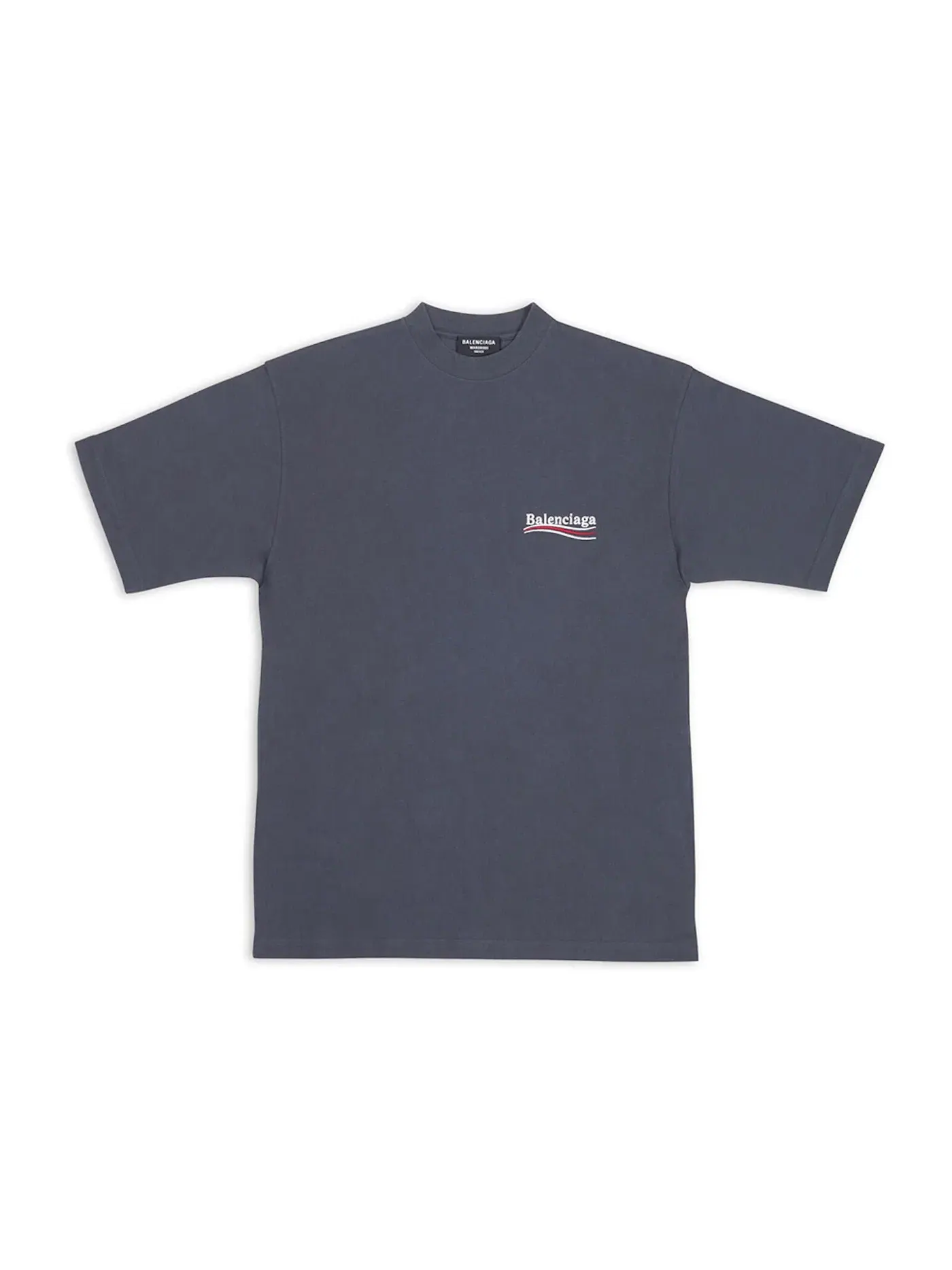 Мужская футболка с принтом Balenciaga Political Campaign Large Fit T-Shirt — изображение 1 из 2, темный серый/белый