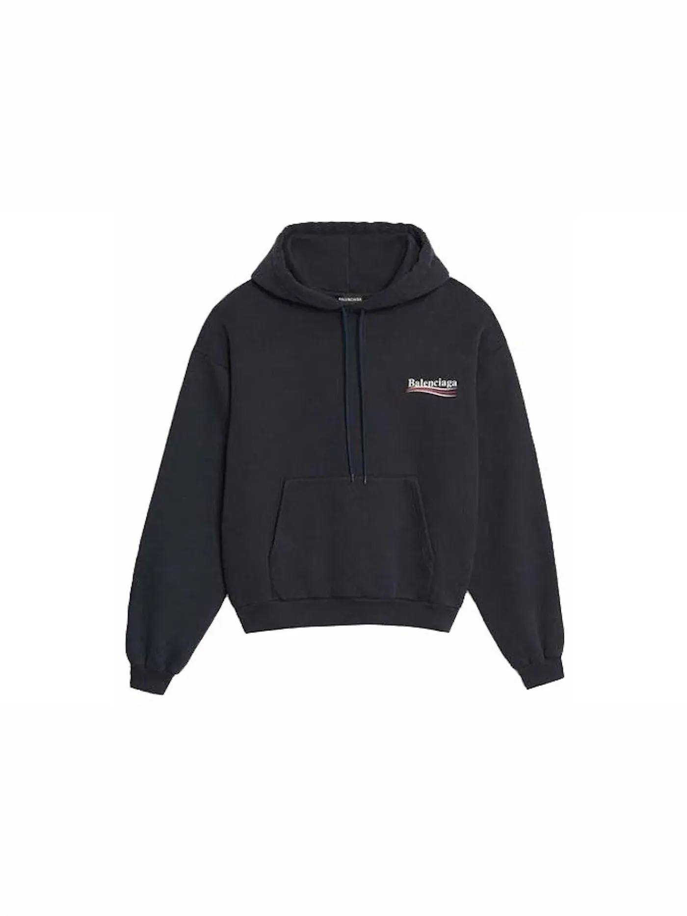 Мужской худи с принтом Political Campaign Logo Balenciaga — изображение 1 из 1, темно-синий