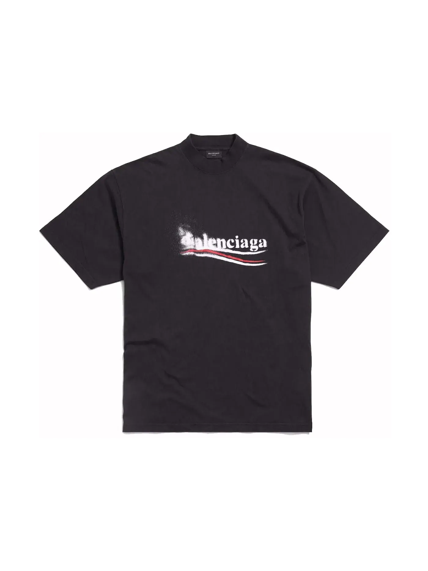 Мужская футболка с принтом Political Stencil Balenciaga — изображение 1 из 1, черный/белый