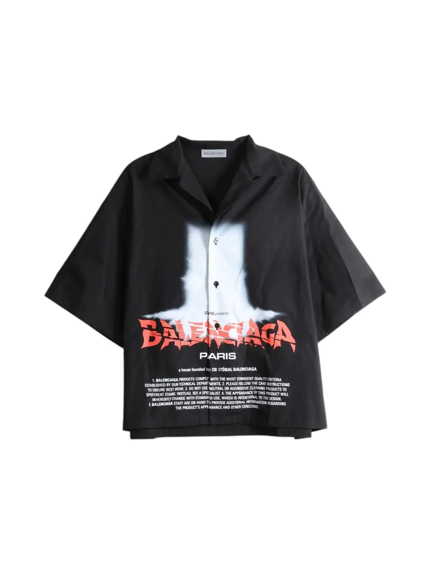 Мужская рубашка с принтом Balenciaga Shirt — изображение 1 из 1, черный
