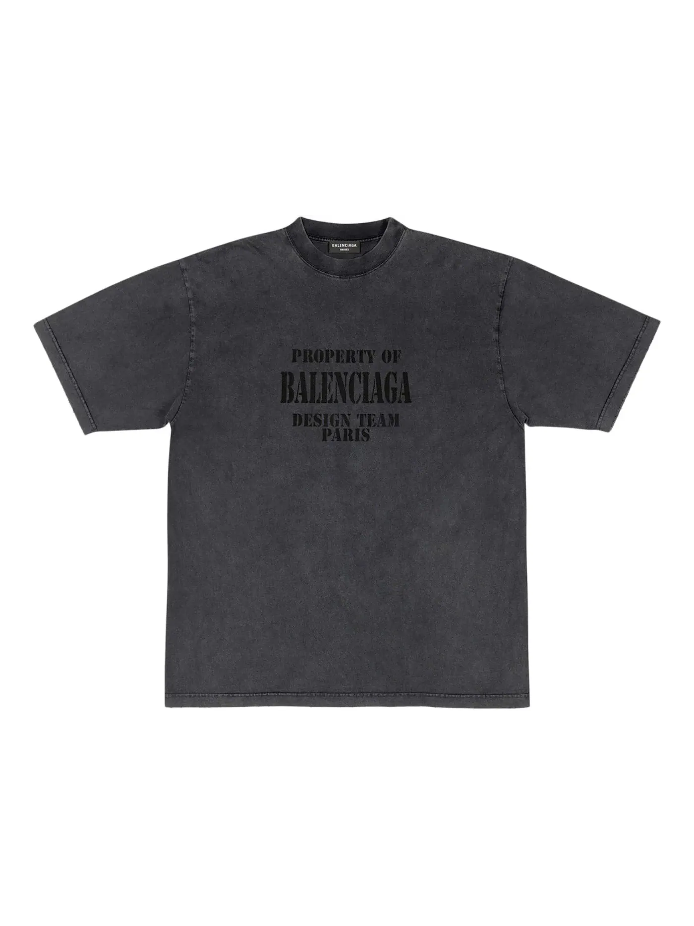Мужская футболка свободного кроя с винтажным эффектом Balenciaga — изображение 1 из 2, черный/белый