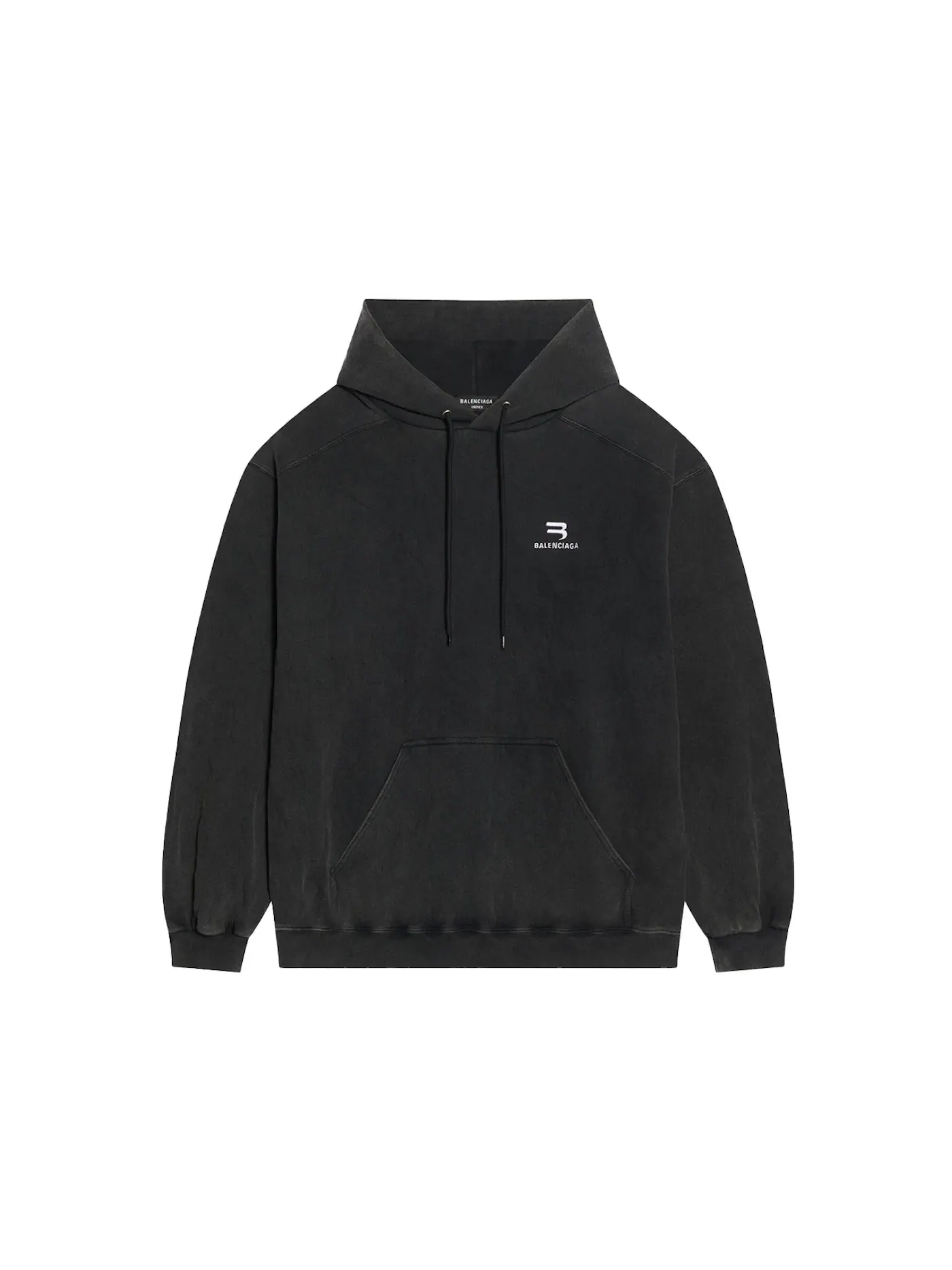 Мужской худи спортивный с принтом Balenciaga Sporty B — изображение 1 из 2, черный/белый