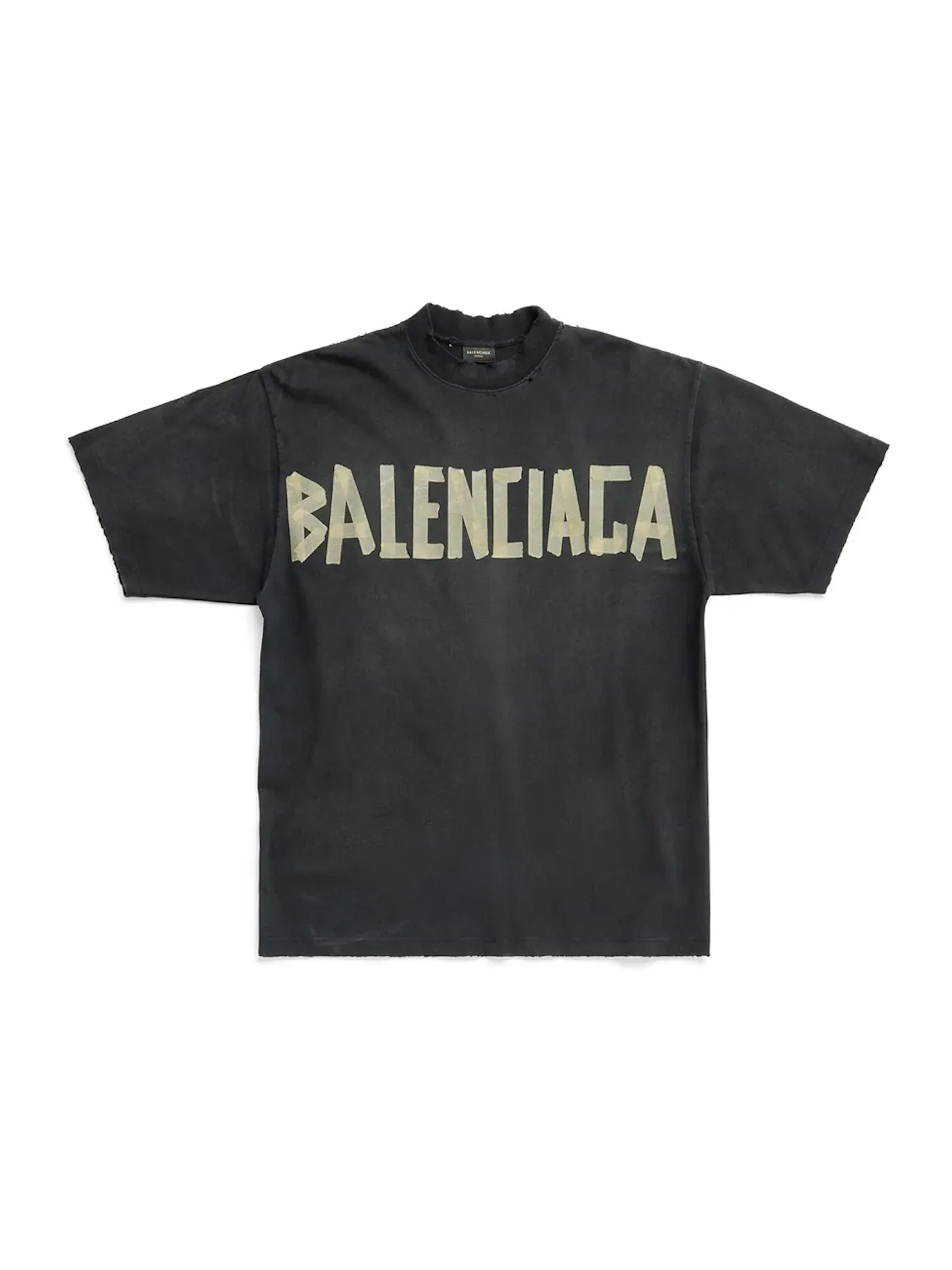 Мужская футболка с принтом Tape Type Balenciaga — изображение 1 из 2, черный