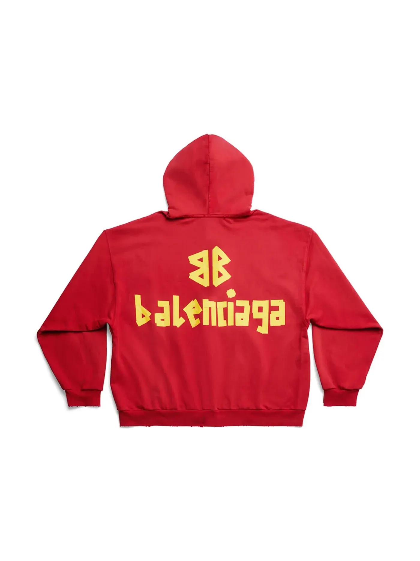 Мужская худи с принтом Tape Type Ripped Pocket Zip-Up Large Fit Hoodie Balenciaga — изображение 2 из 2, красный