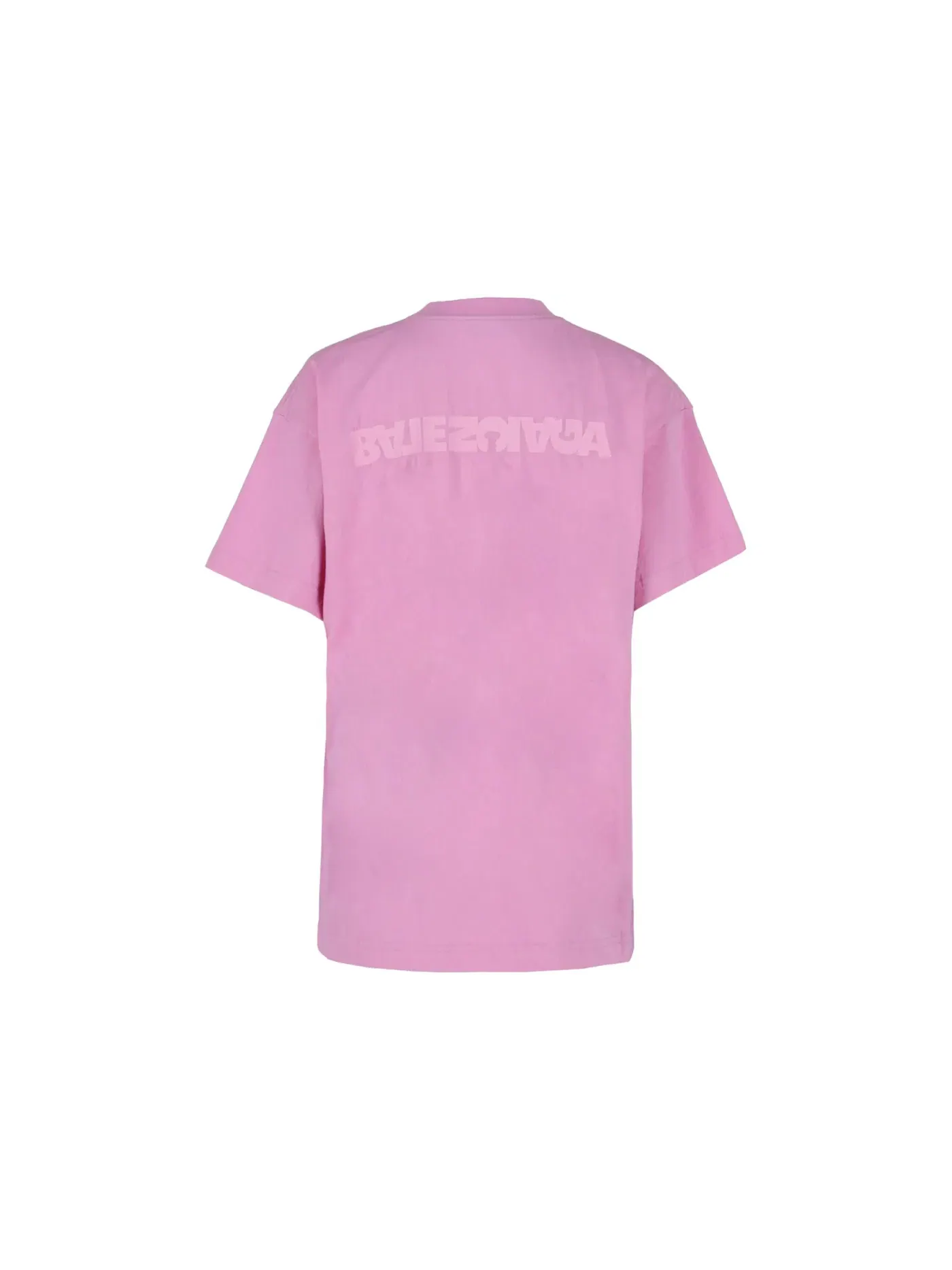 Женская футболка с вышивкой Upside Down Embroidered Logo Balenciaga — изображение 2 из 3, розовый