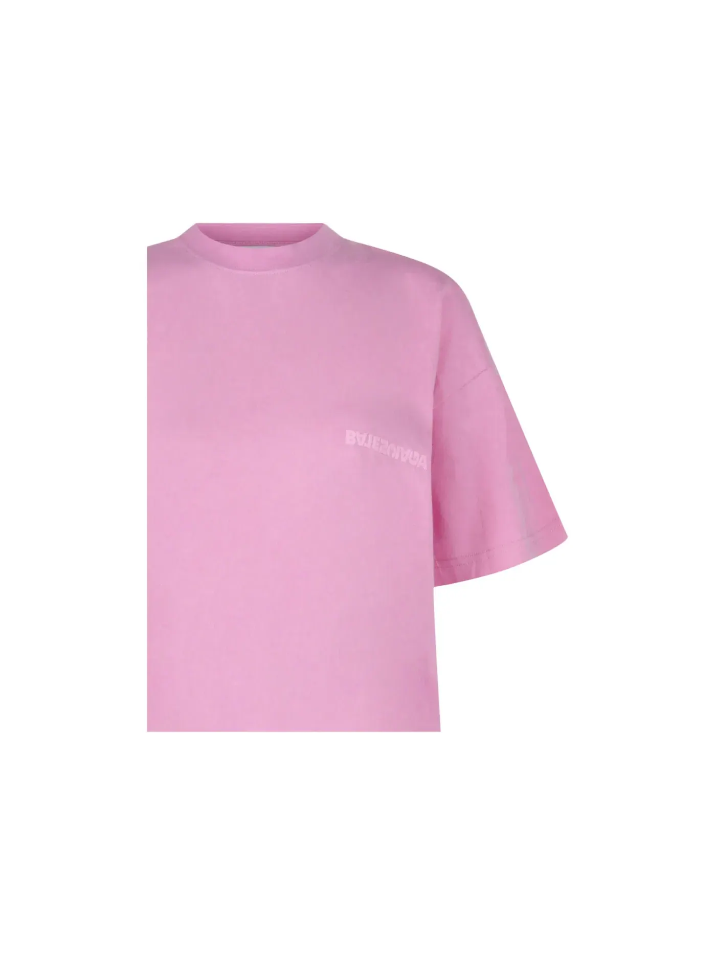 Женская футболка с вышивкой Upside Down Embroidered Logo Balenciaga — изображение 3 из 3, розовый