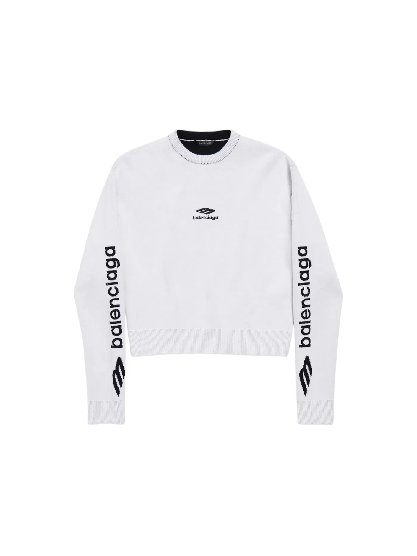 Женский свитшот с капюшоном укороченный 3B Sports Icon Crewneck Balenciaga — изображение 1 из 2, белый/черный