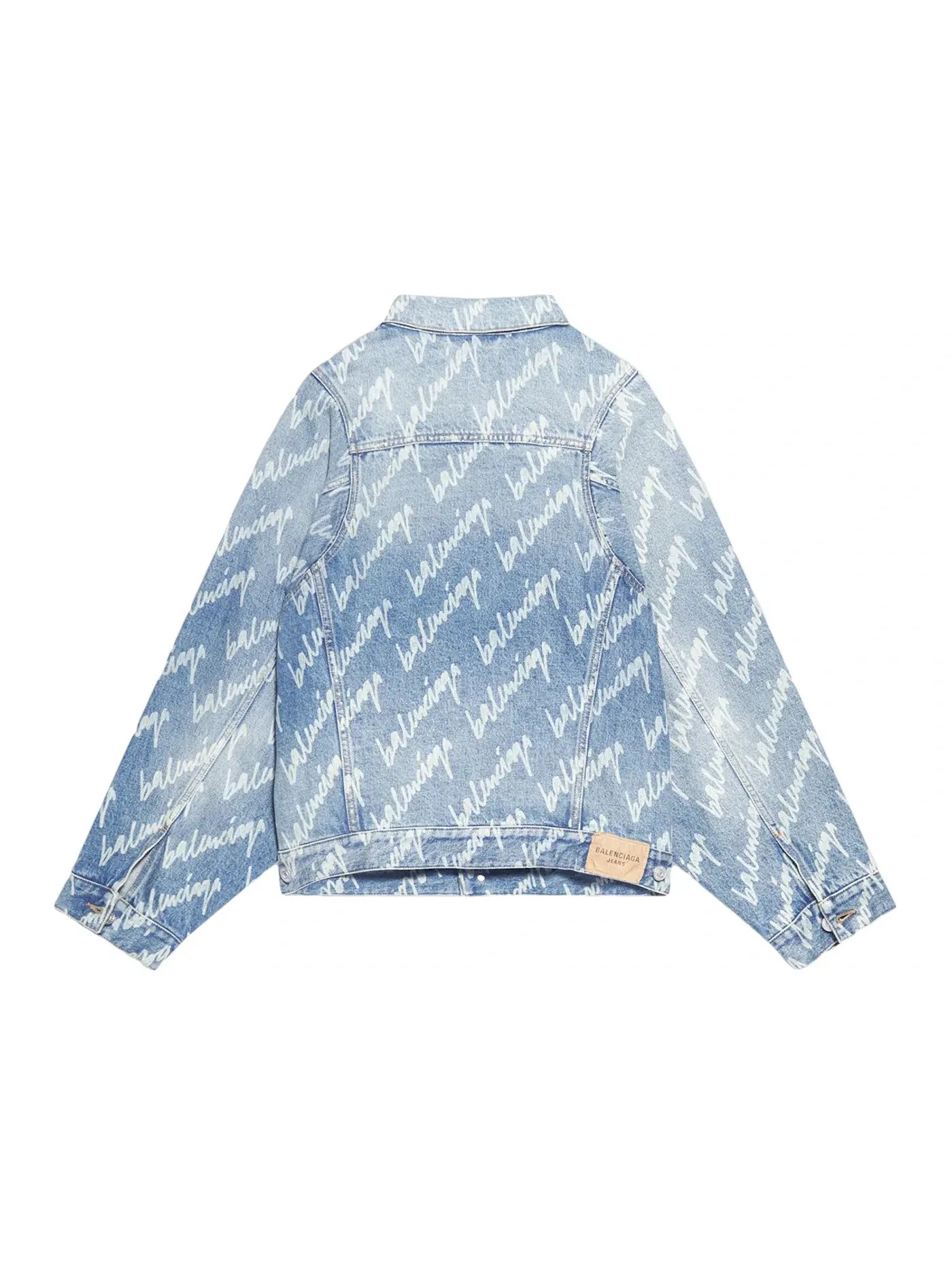 Женская джинсовая куртка с принтом, модель All Over Logo Balenciaga — изображение 2 из 2, индиго/белый