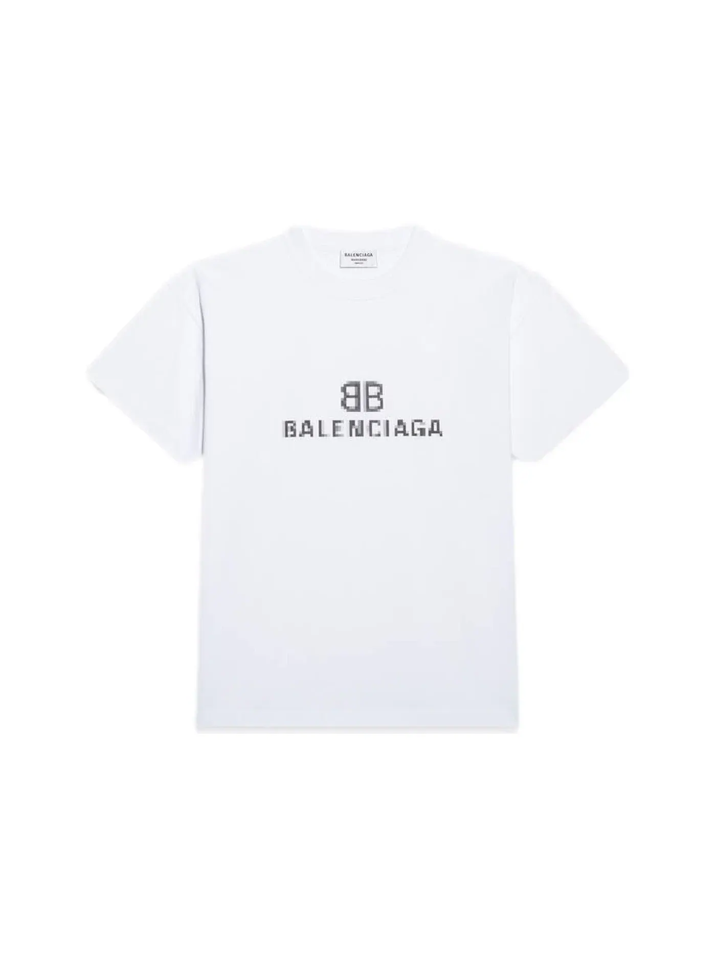 Женская футболка среднего кроя с принтом BB Pixel Balenciaga — изображение 1 из 1, белый