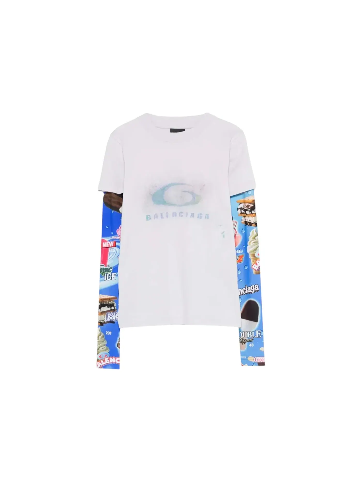 Женская футболка с двумя рукавами Balenciaga — изображение 1 из 1, белый/синий