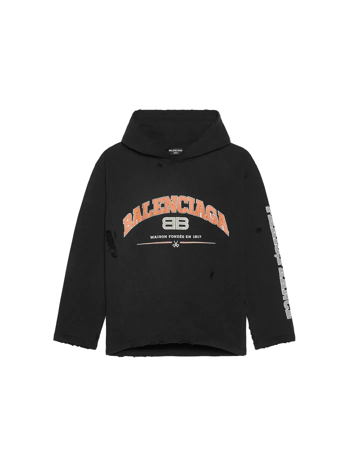 Женский укороченный худи с принтом Maison Balenciaga Cropped Hoodie Balenciaga — изображение 1 из 2, черный оранжевый белый