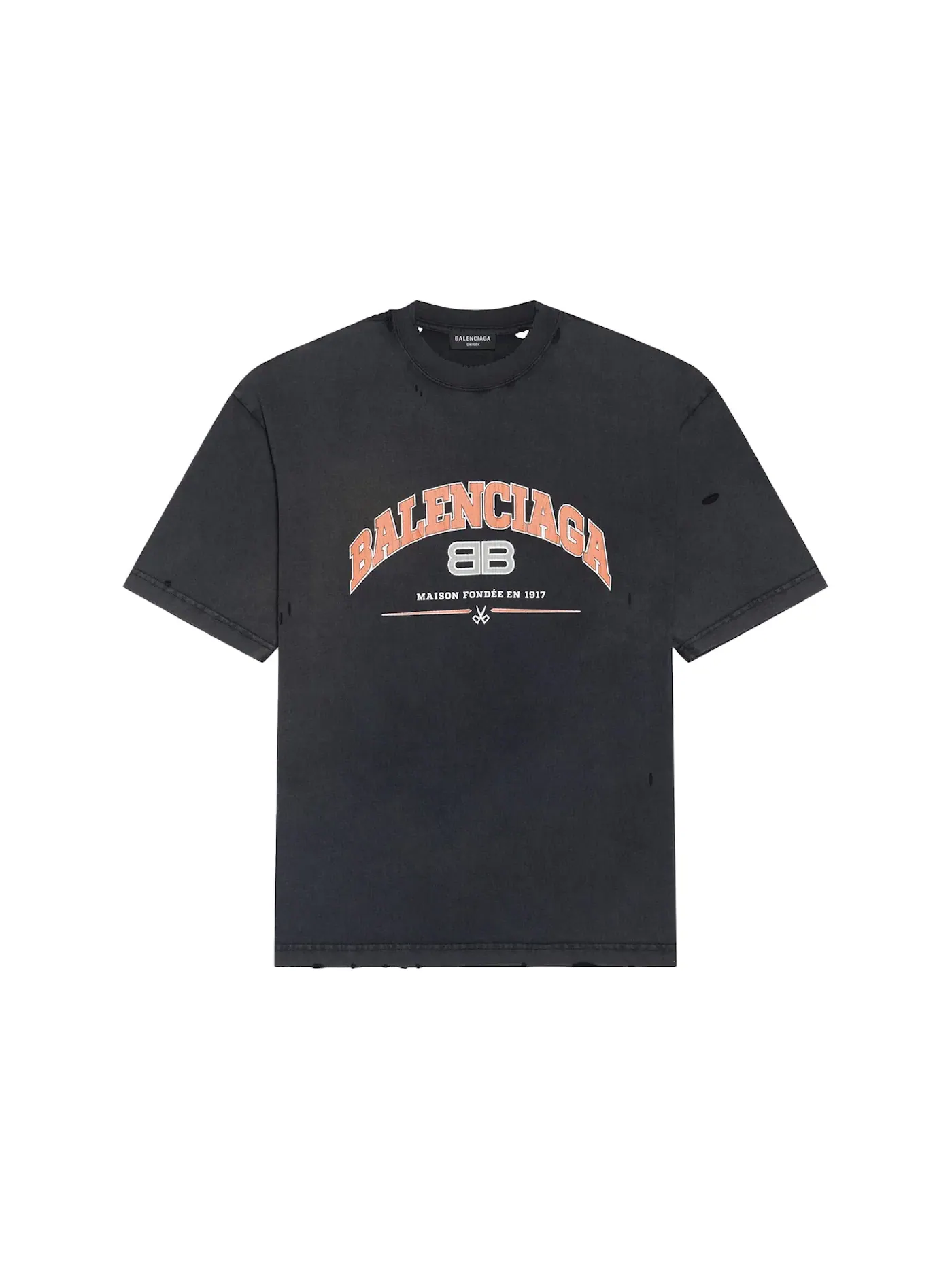 Женская футболка с принтом Maison Balenciaga Medium Fit T-Shirt Balenciaga — изображение 1 из 2, черный/оранжевый/белый
