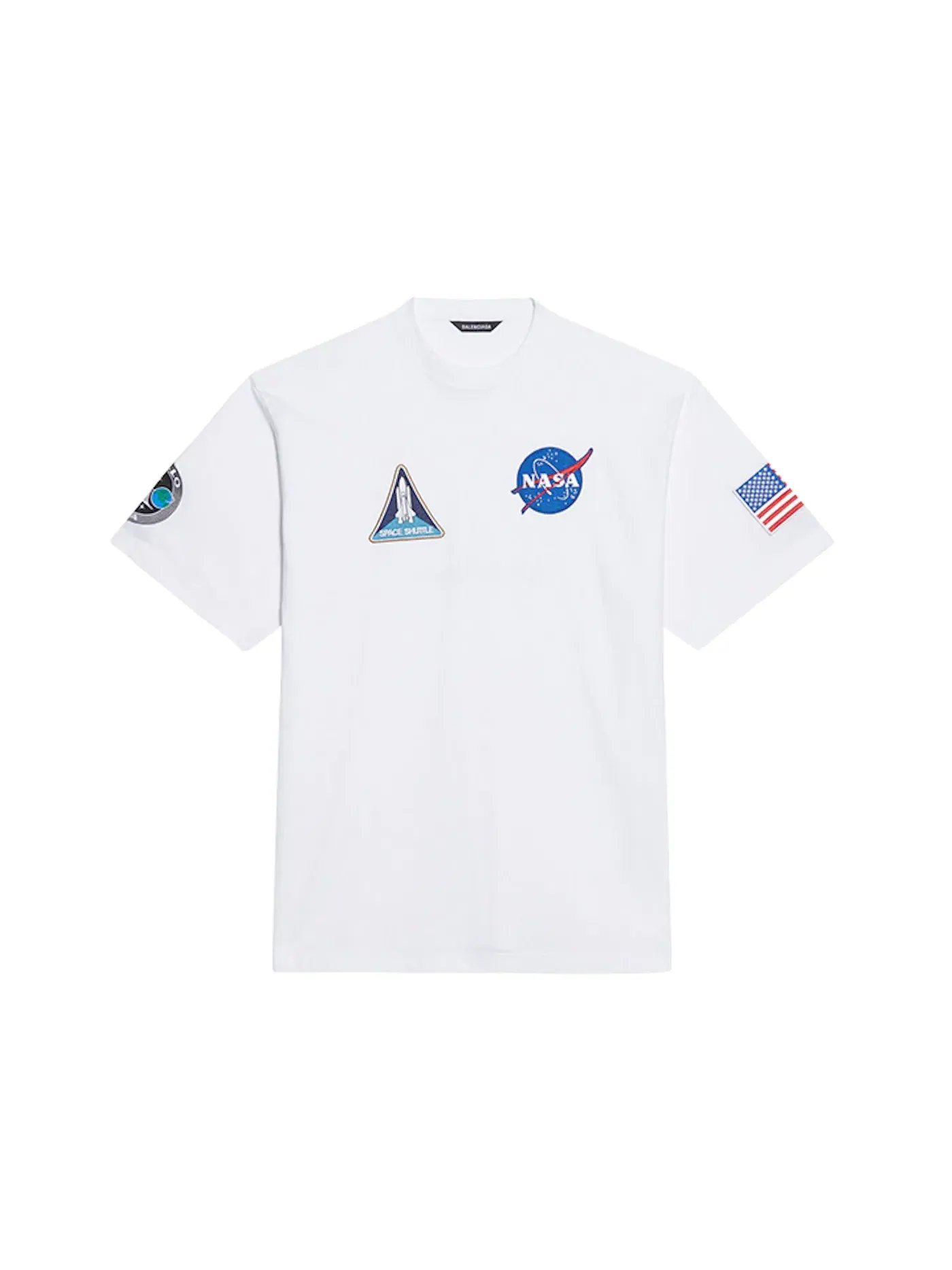 Женская футболка с принтом NASA Space Multi-Patch Balenciaga — изображение 1 из 2, белый