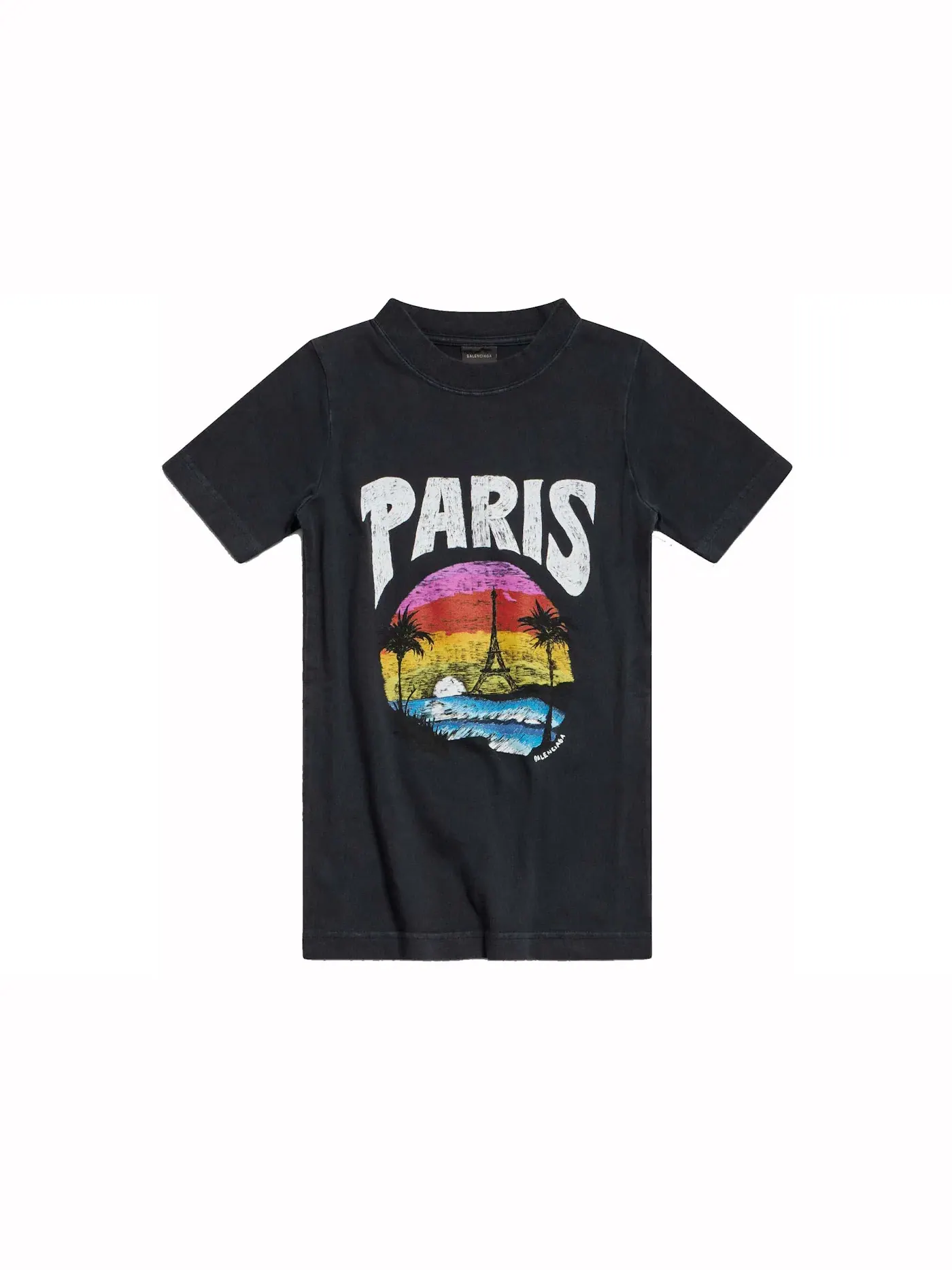 Женская футболка с принтом Paris Tropical T-shirt Fitted Balenciaga — изображение 1 из 2, черный/белый