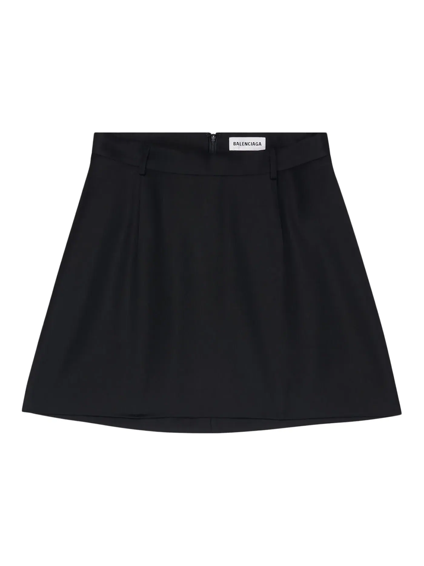 Женская мини-юбка свободного кроя из шерстяного габардина Virgin Wool Twill Balenciaga — изображение 1 из 2, черный