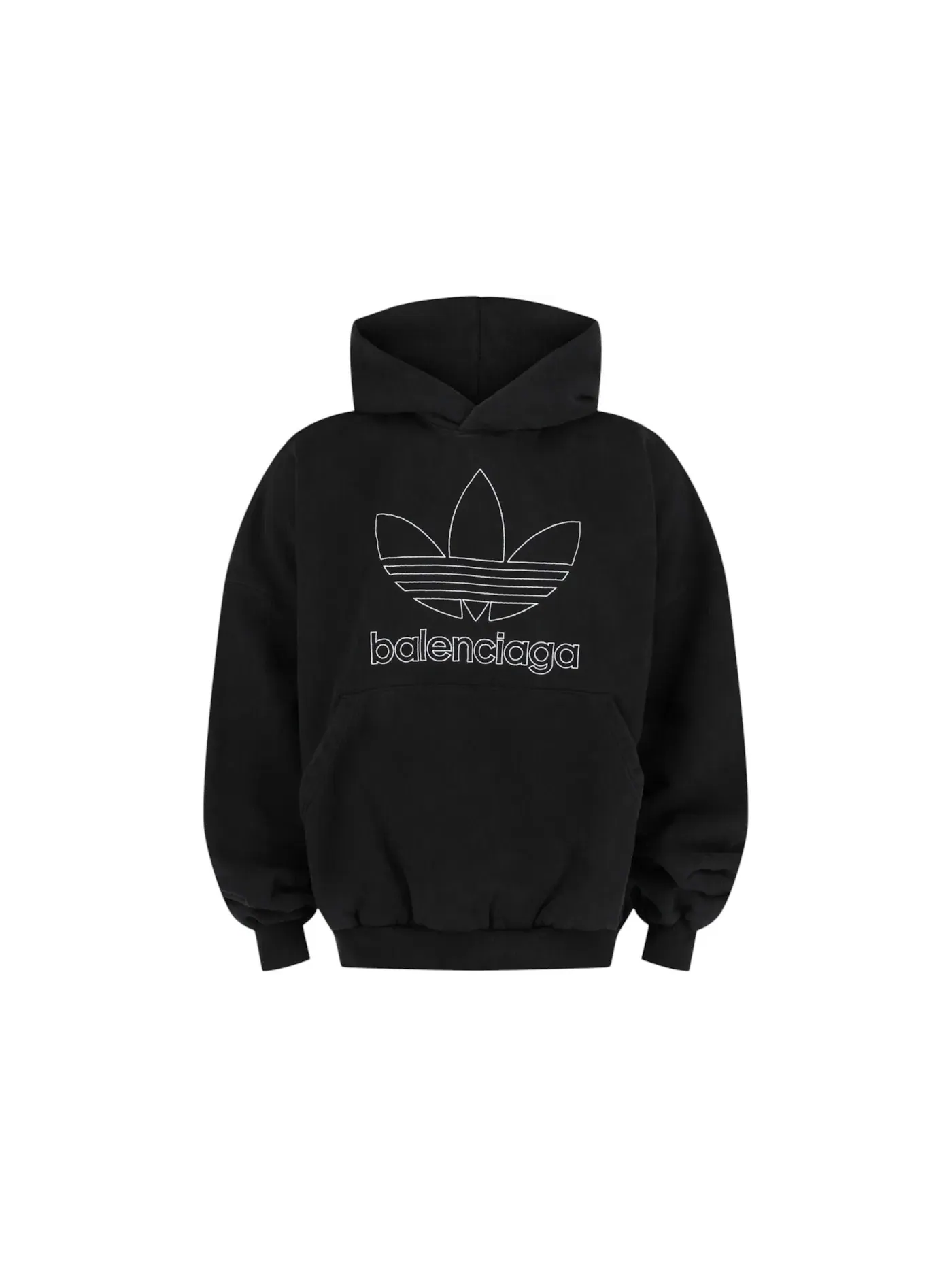 Мужской худи с вышивкой Balenciaga x Adidas Oversized Embroidered Logo Hoodie — изображение 1 из 3, черный/белый