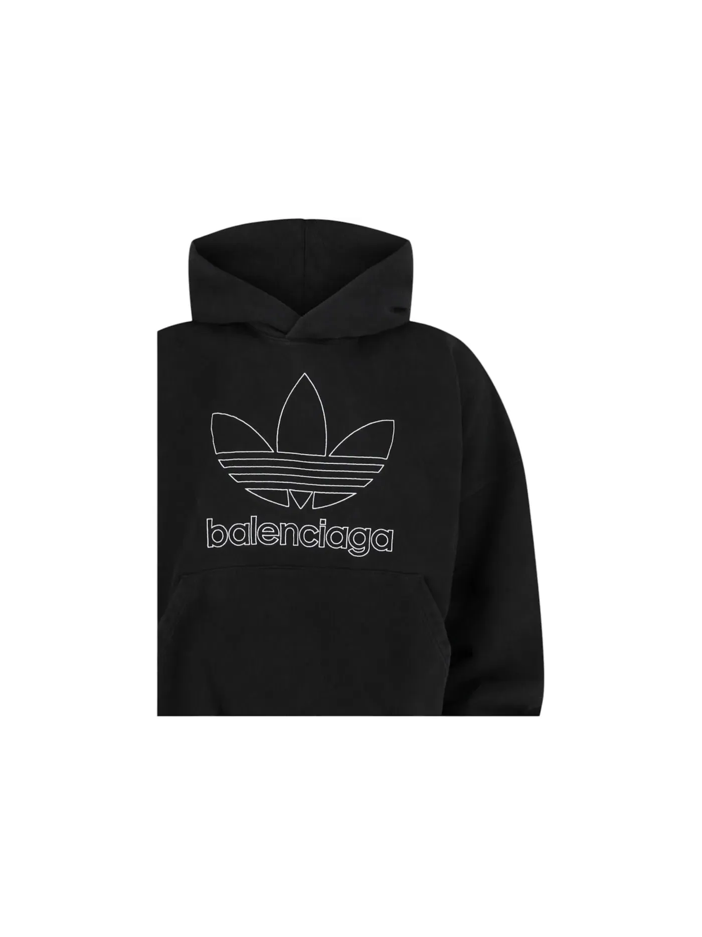 Мужской худи с вышивкой Balenciaga x Adidas Oversized Embroidered Logo Hoodie — изображение 3 из 3, черный/белый
