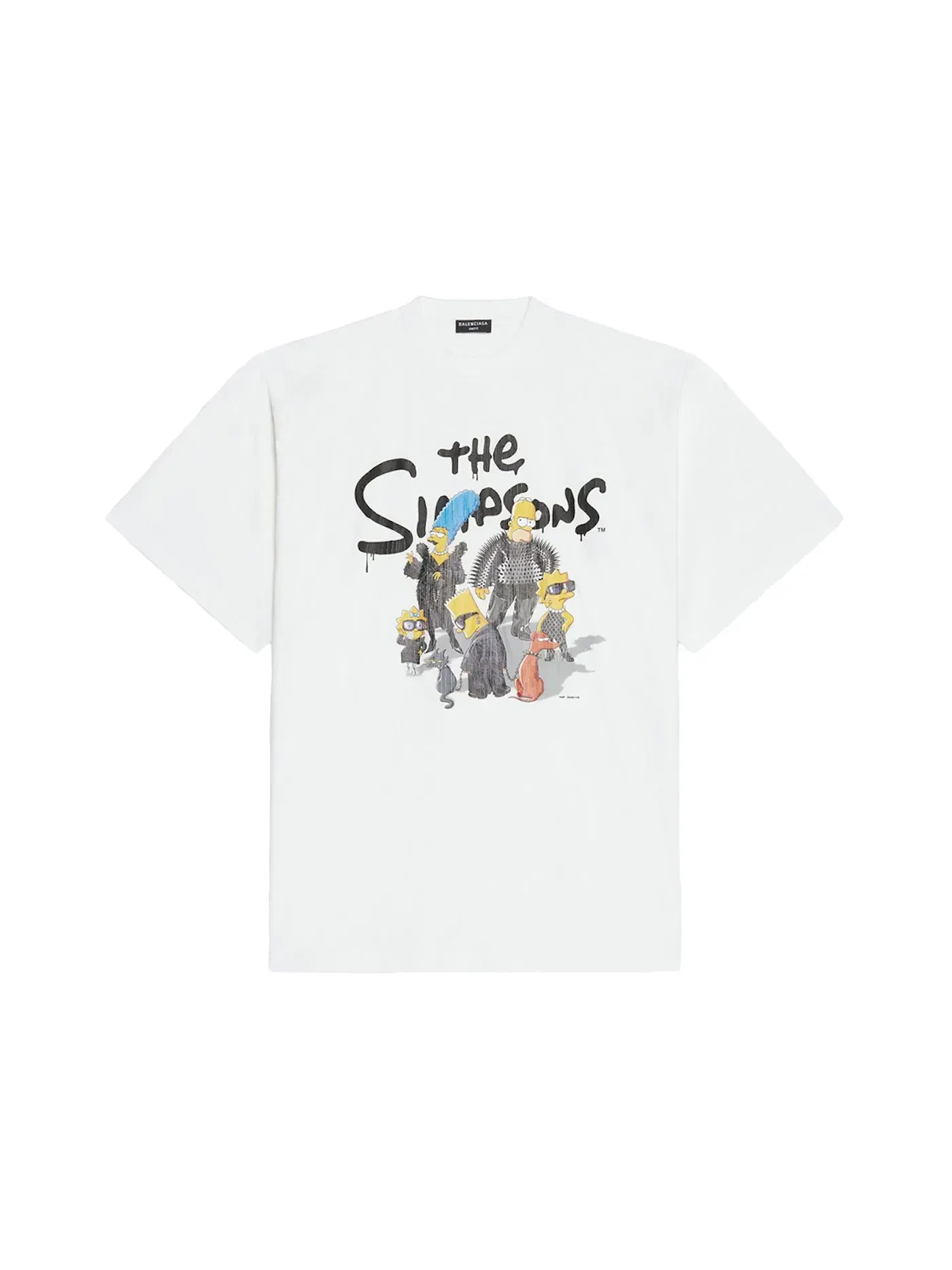 Мужская футболка оверсайз с принтом Balenciaga x The Simpsons — изображение 1 из 2, белый