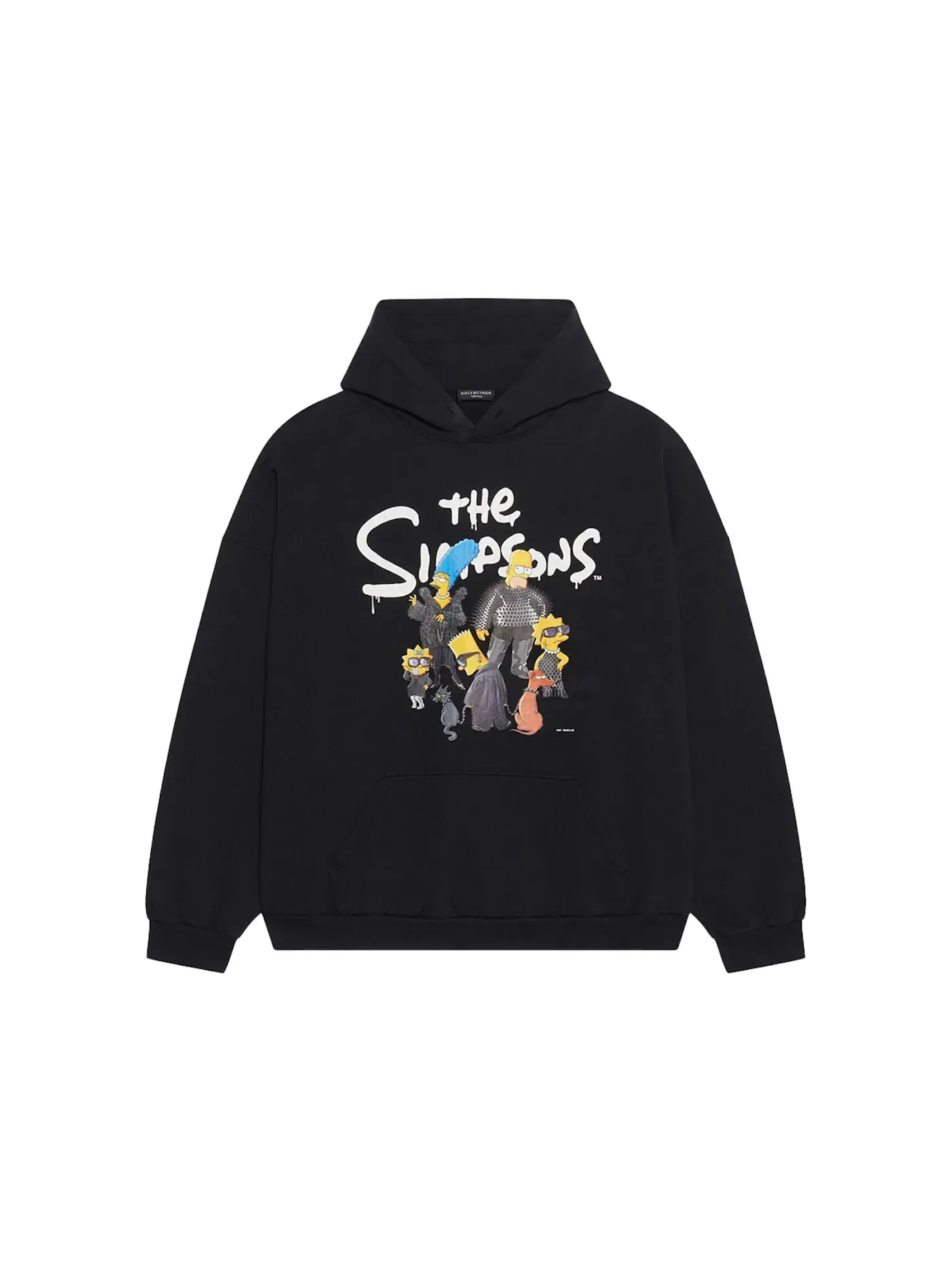 Мужской худи свободного кроя с принтом Balenciaga x The Simpsons Wide Fit Hoodie — изображение 1 из 2, черный