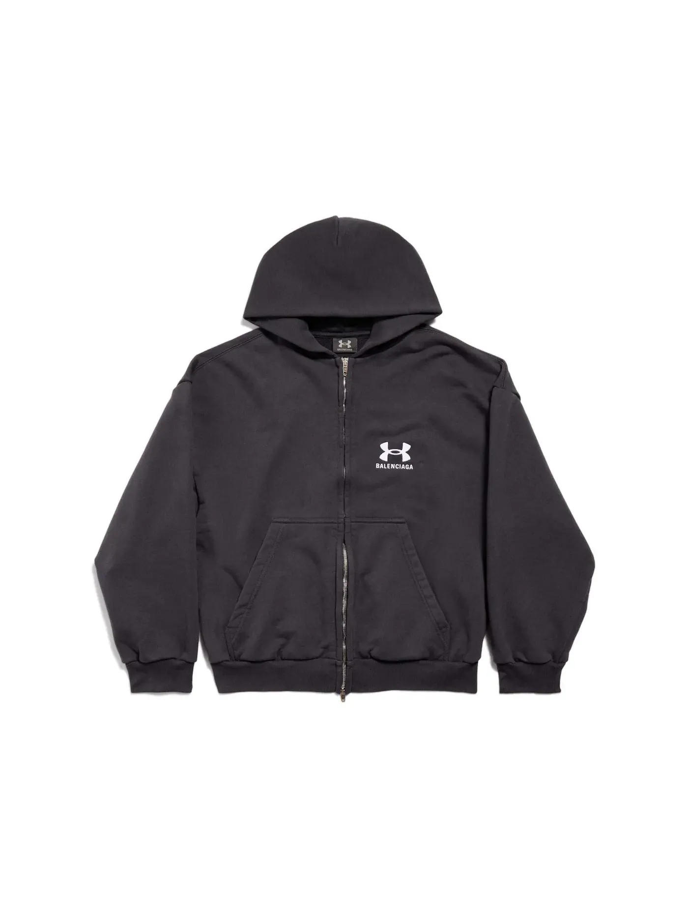 Унисекс худи на молнии с принтом Hoodie Regular Fit Balenciaga — изображение 1 из 2, черный/белый