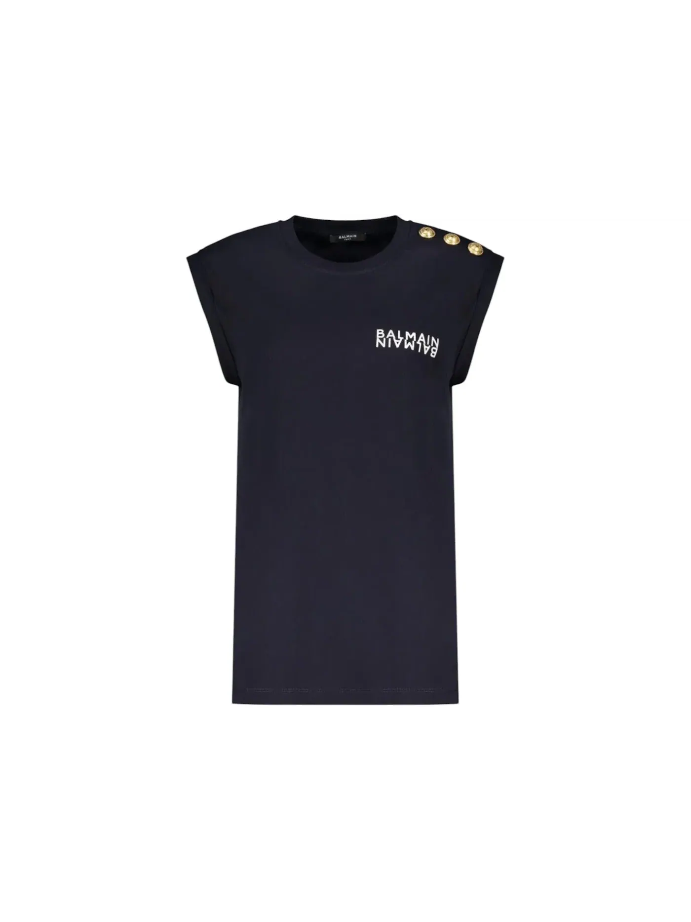 Женский топ без рукавов с логотипом Tank Balmain — изображение 1 из 2, темно-синий