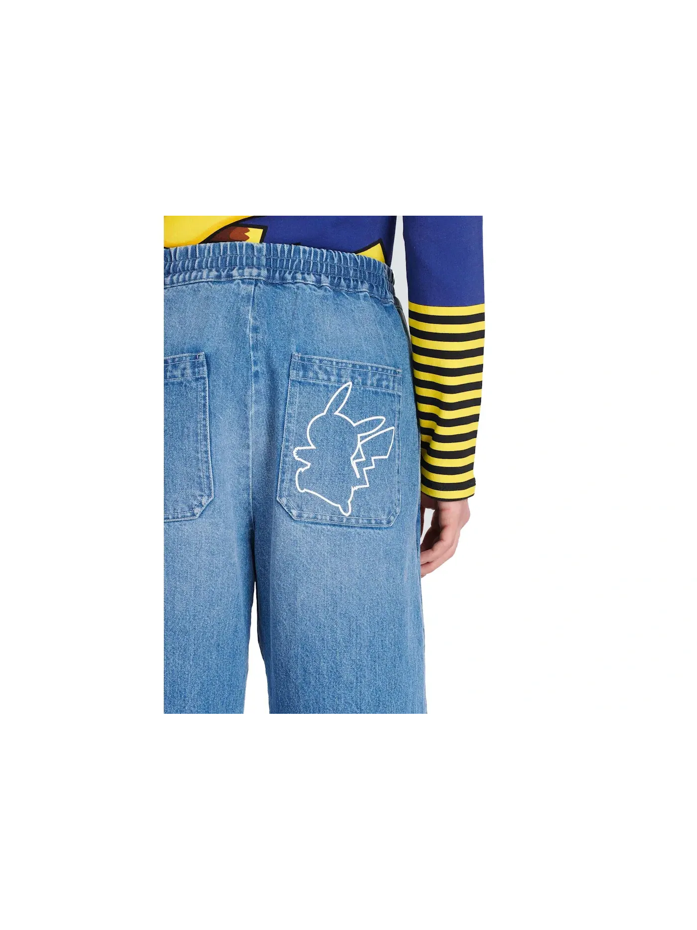 Мужские джинсы из нейлона с карго-карманами Balmain x Pokemon — изображение 2 из 2, синий
