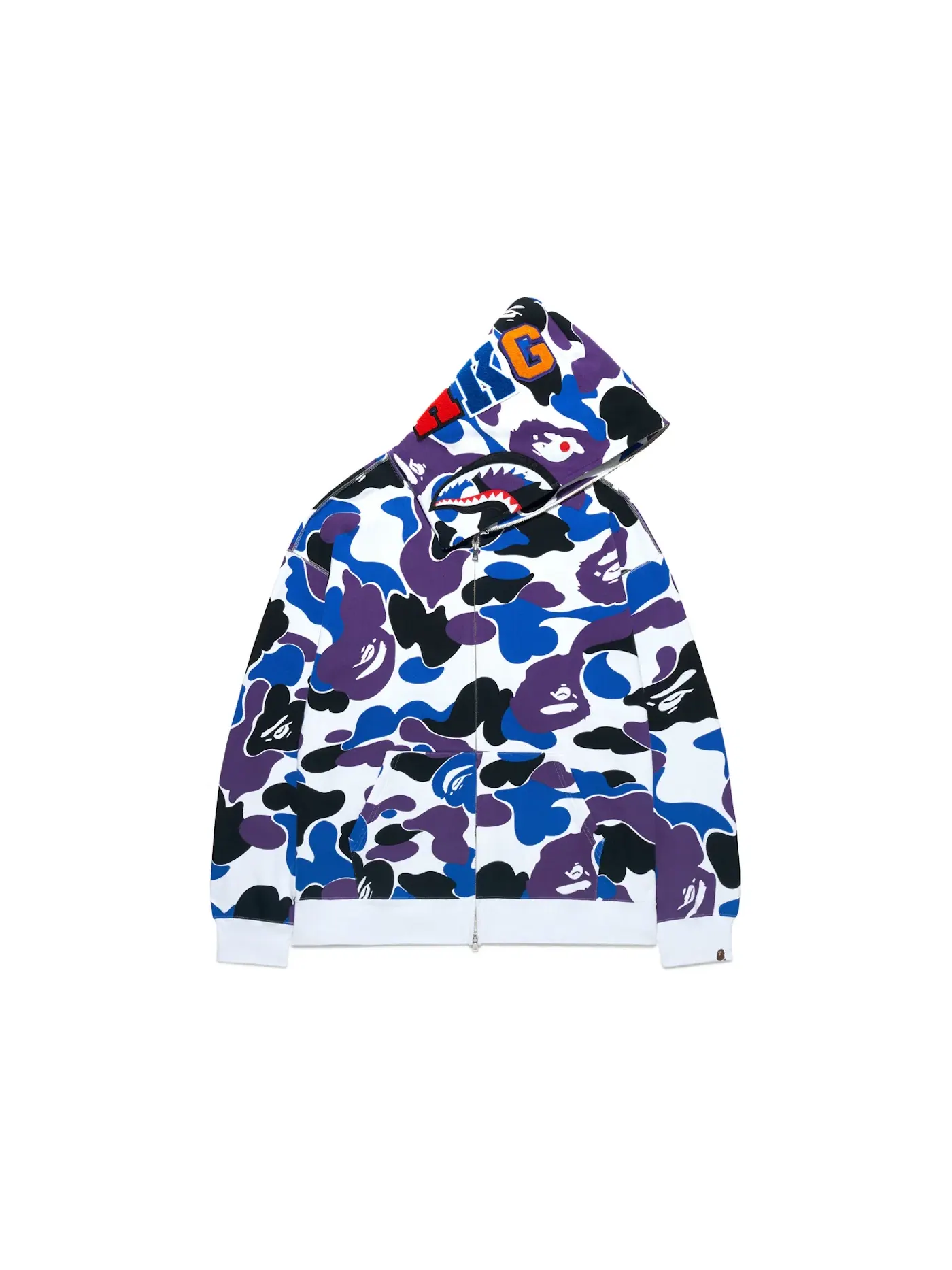 Мужская худи с принтом BAPE 18th Anniversary Hong Kong Shark Full Zip BAPE — изображение 1 из 2, фиолетовый