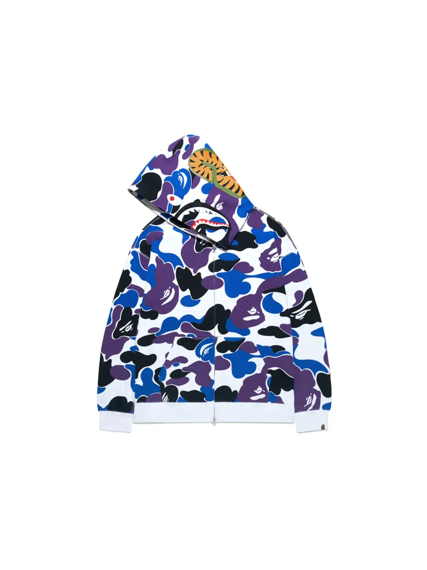Мужская худи с принтом BAPE 18th Anniversary Hong Kong Shark Full Zip BAPE — изображение 2 из 2, фиолетовый