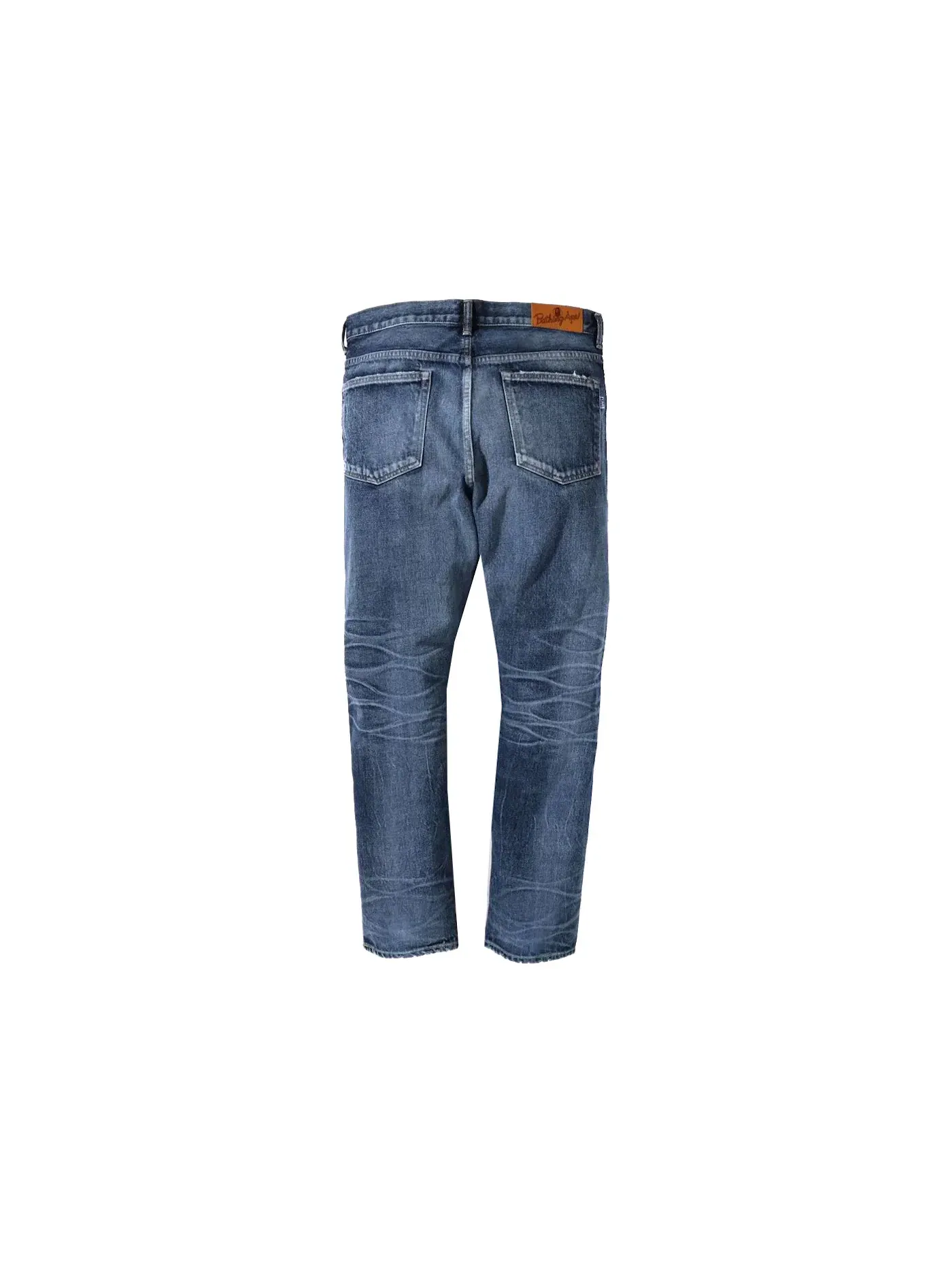 Мужские джинсы с принтом BAPE 1999 Type-02 1st Camo Patch Damaged Denim Pants BAPE — изображение 2 из 2, синий