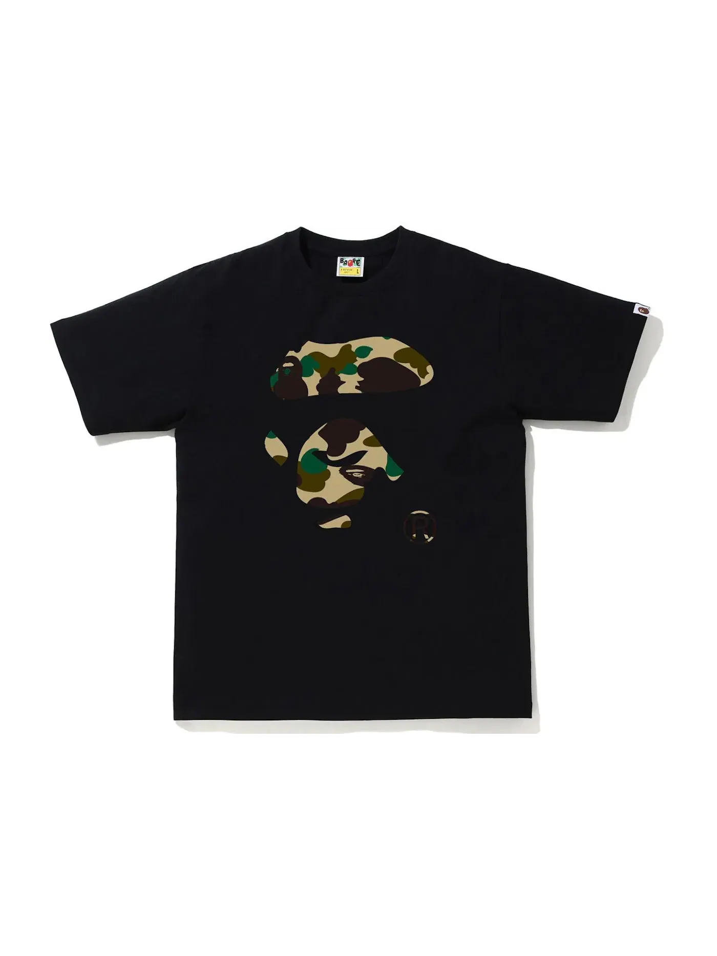 Мужская футболка с камуфляжным принтом BAPE 1st Camo Ape Face Tee BAPE — изображение 1 из 2, черный/желтый