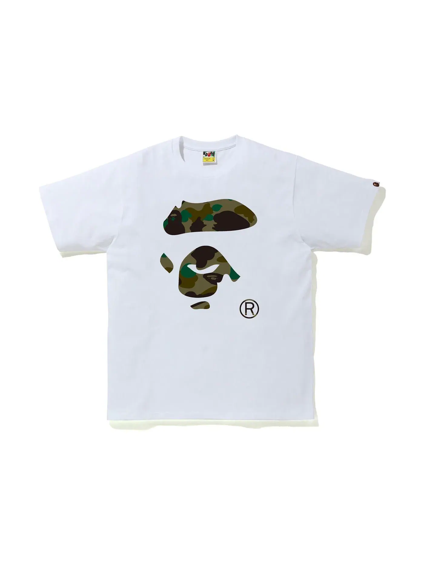 Мужская футболка с принтом BAPE 1st Camo Ape Face Tee BAPE — изображение 1 из 2, белый/зеленый