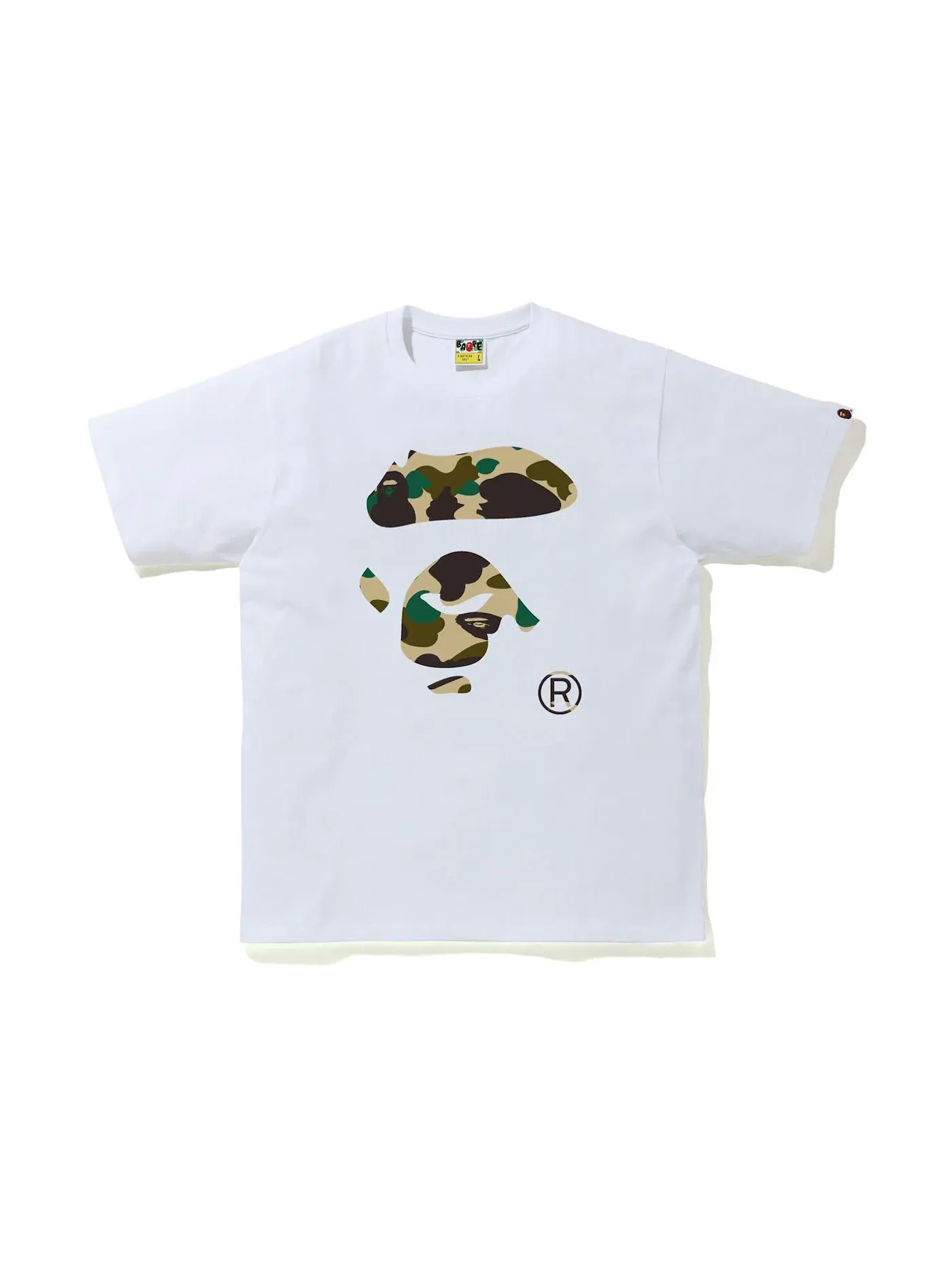 Мужская футболка с камуфляжным принтом BAPE 1st Camo Ape Face Tee BAPE — изображение 1 из 2, белый/желтый