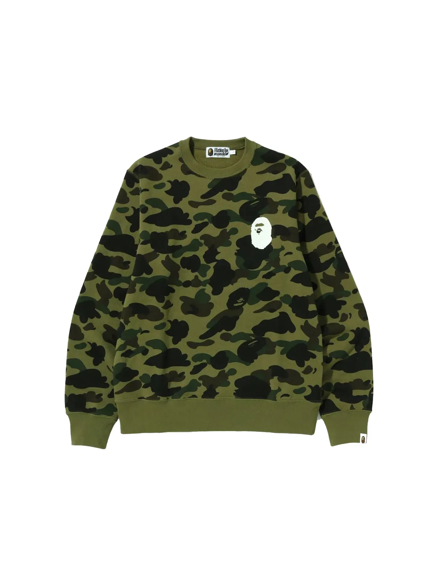Мужской свитшот с камуфляжным принтом BAPE 1st Camo Ape Head Crewneck — изображение 1 из 1, зеленый