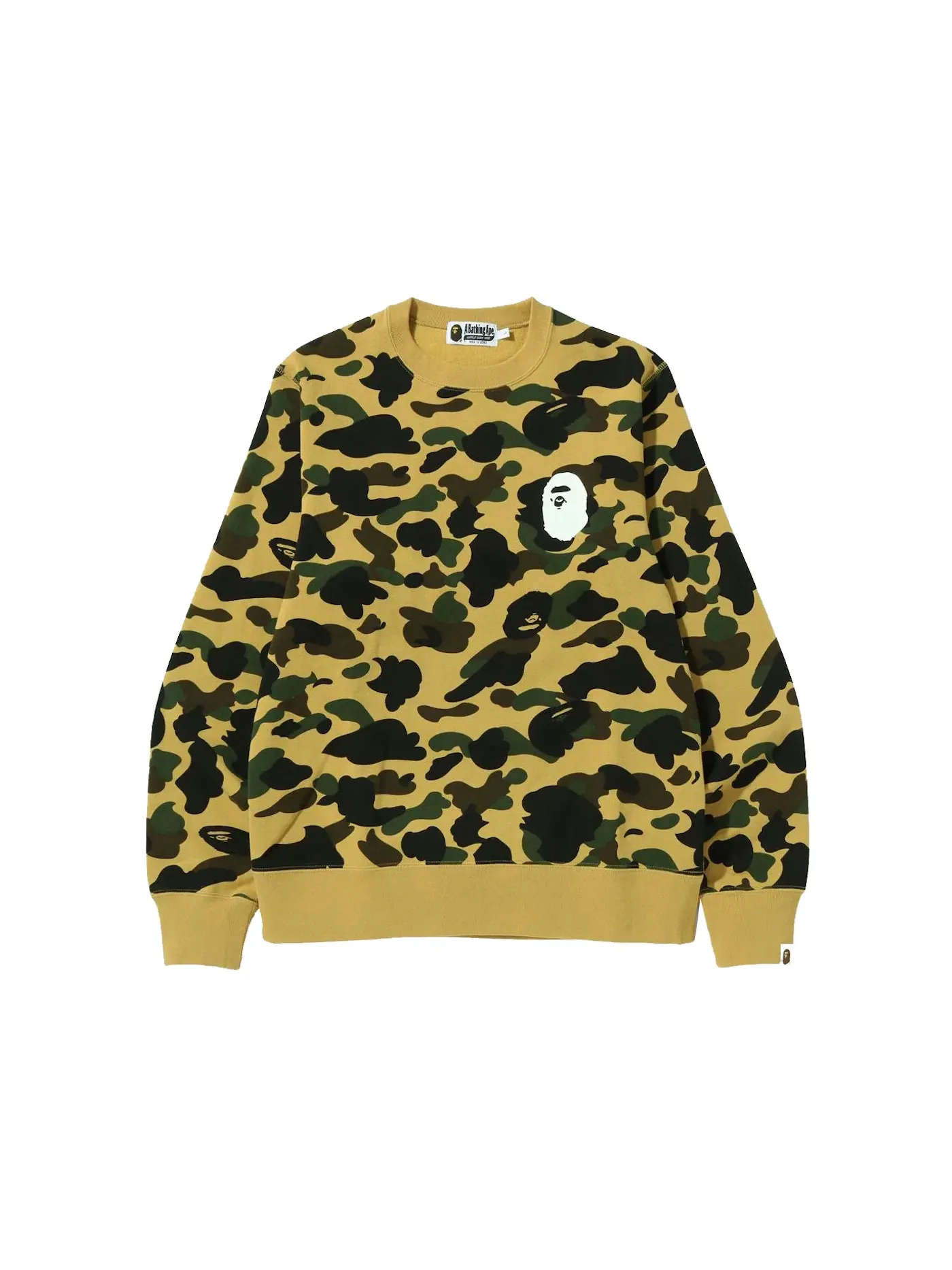 Мужской свитшот с камуфляжным принтом Crewneck BAPE — изображение 1 из 1, желтый