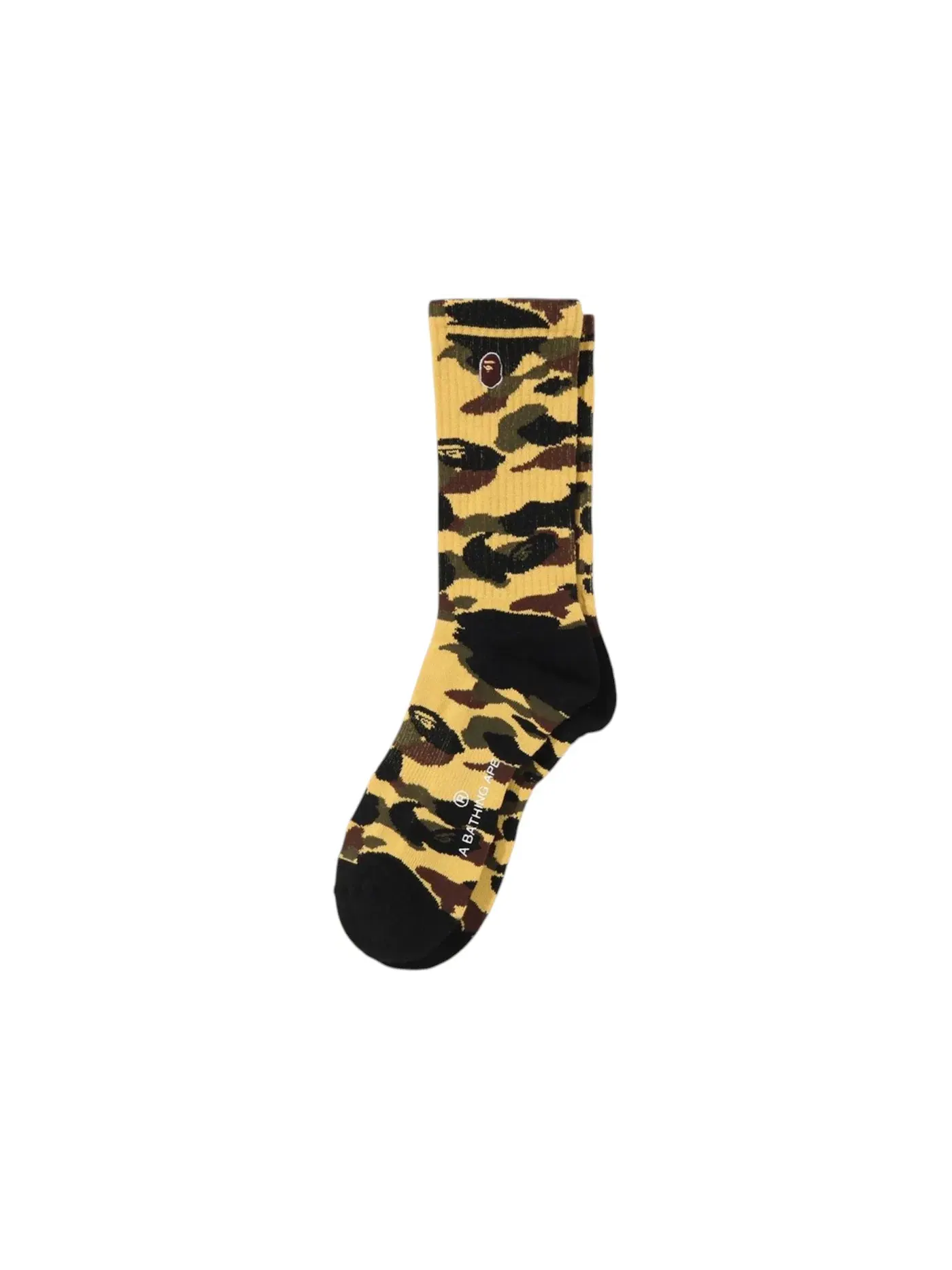 Носки с принтом BAPE 1st Camo Ape Head One Point Socks BAPE — изображение 1 из 1, желтый